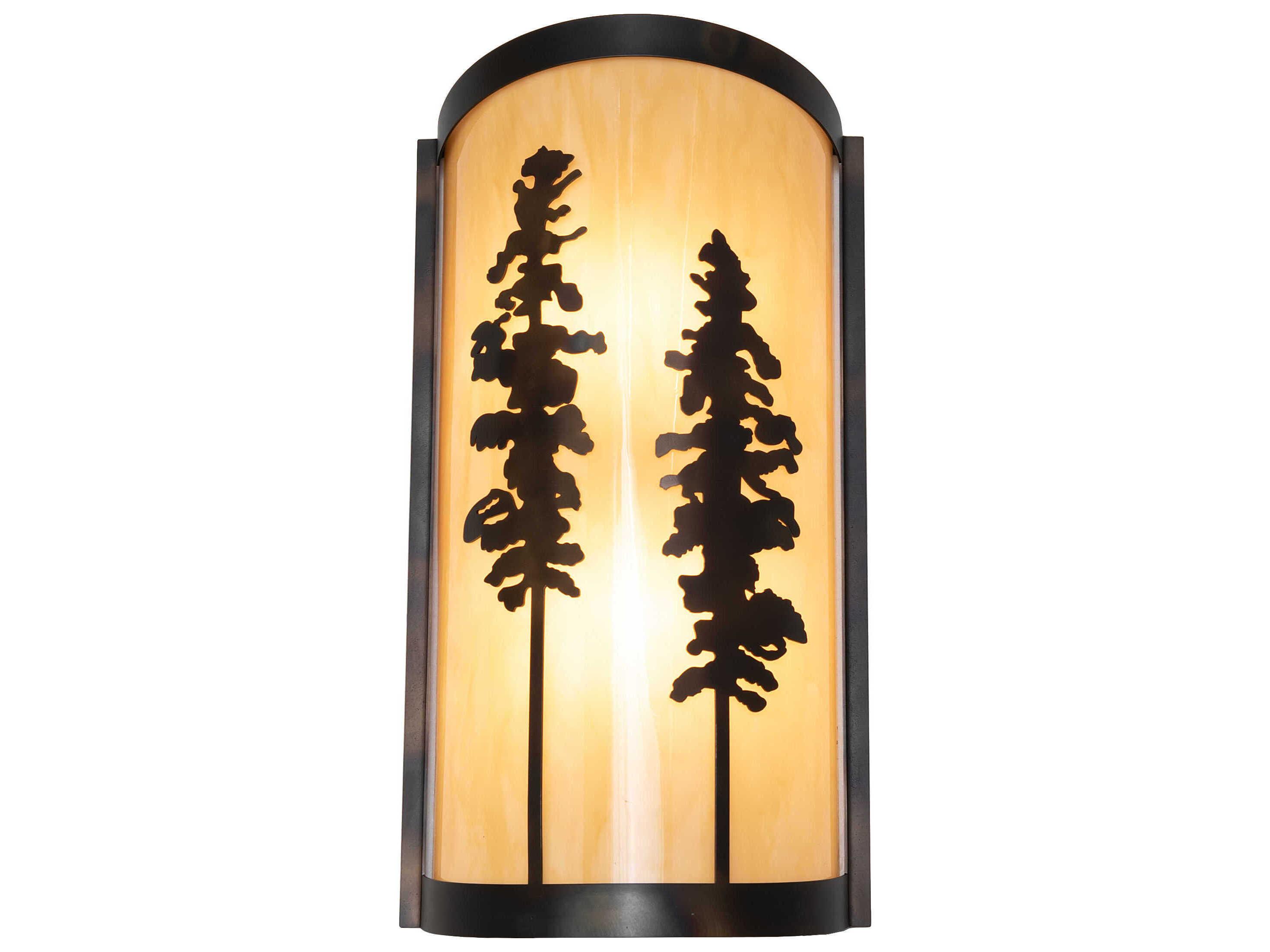 Meyda Pines 2-Light Antique Copper Glass Wall Sconce