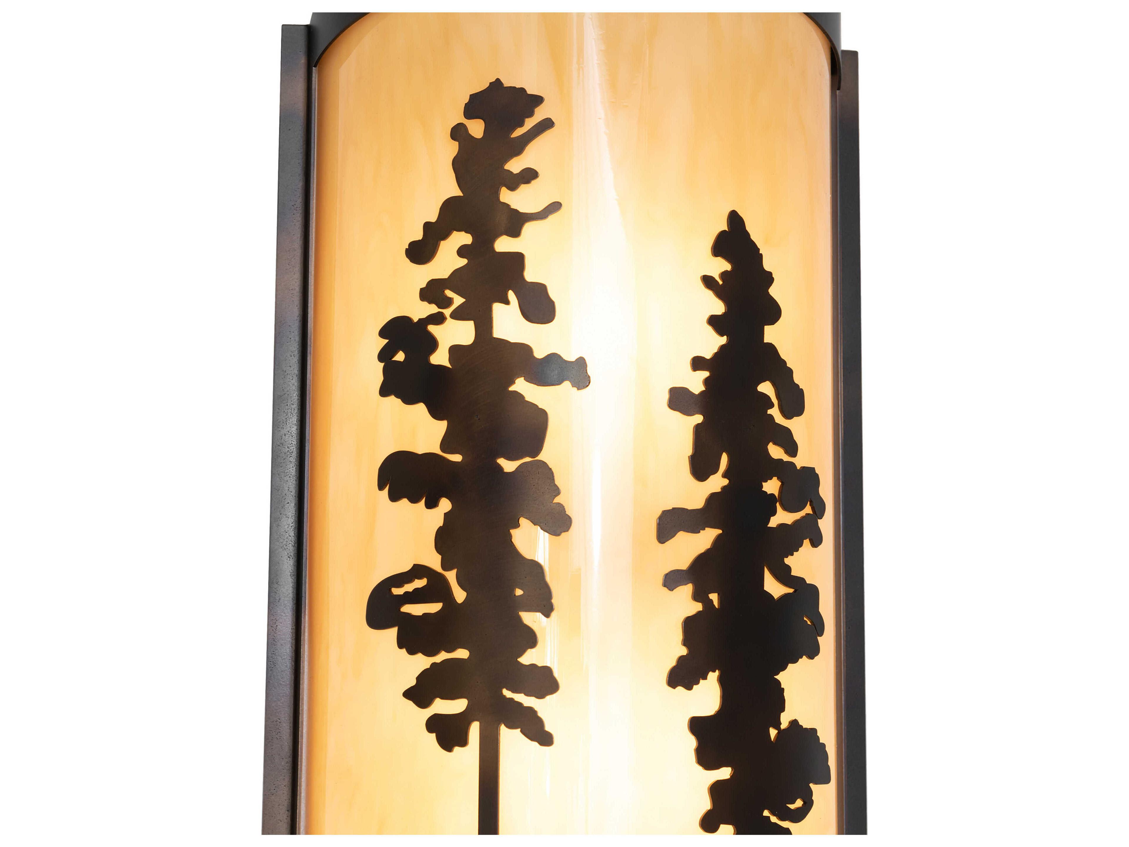 Meyda Pines 2-Light Antique Copper Glass Wall Sconce