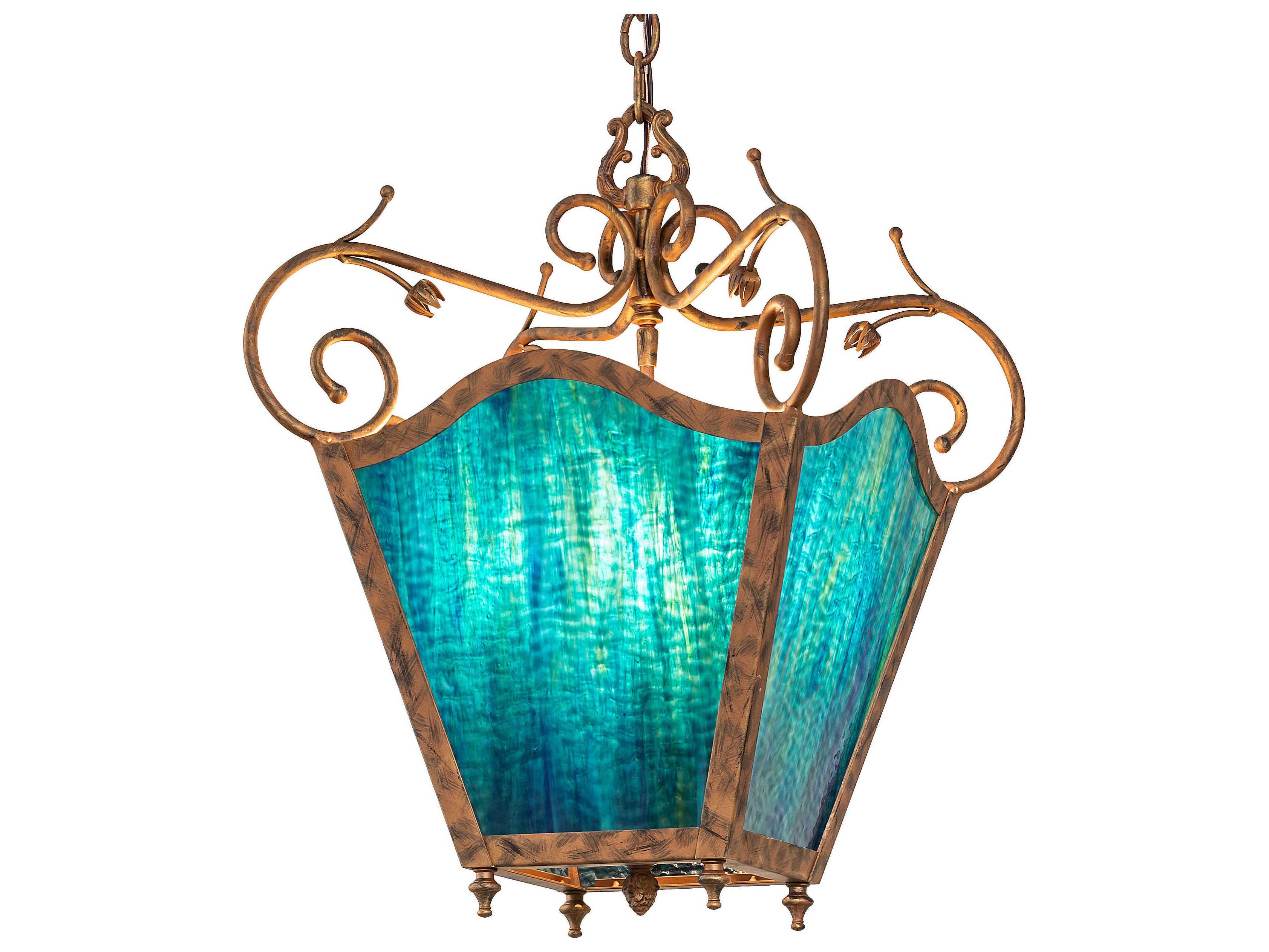 Meyda Terena 4-Light Spanish Gold Glass Pendant