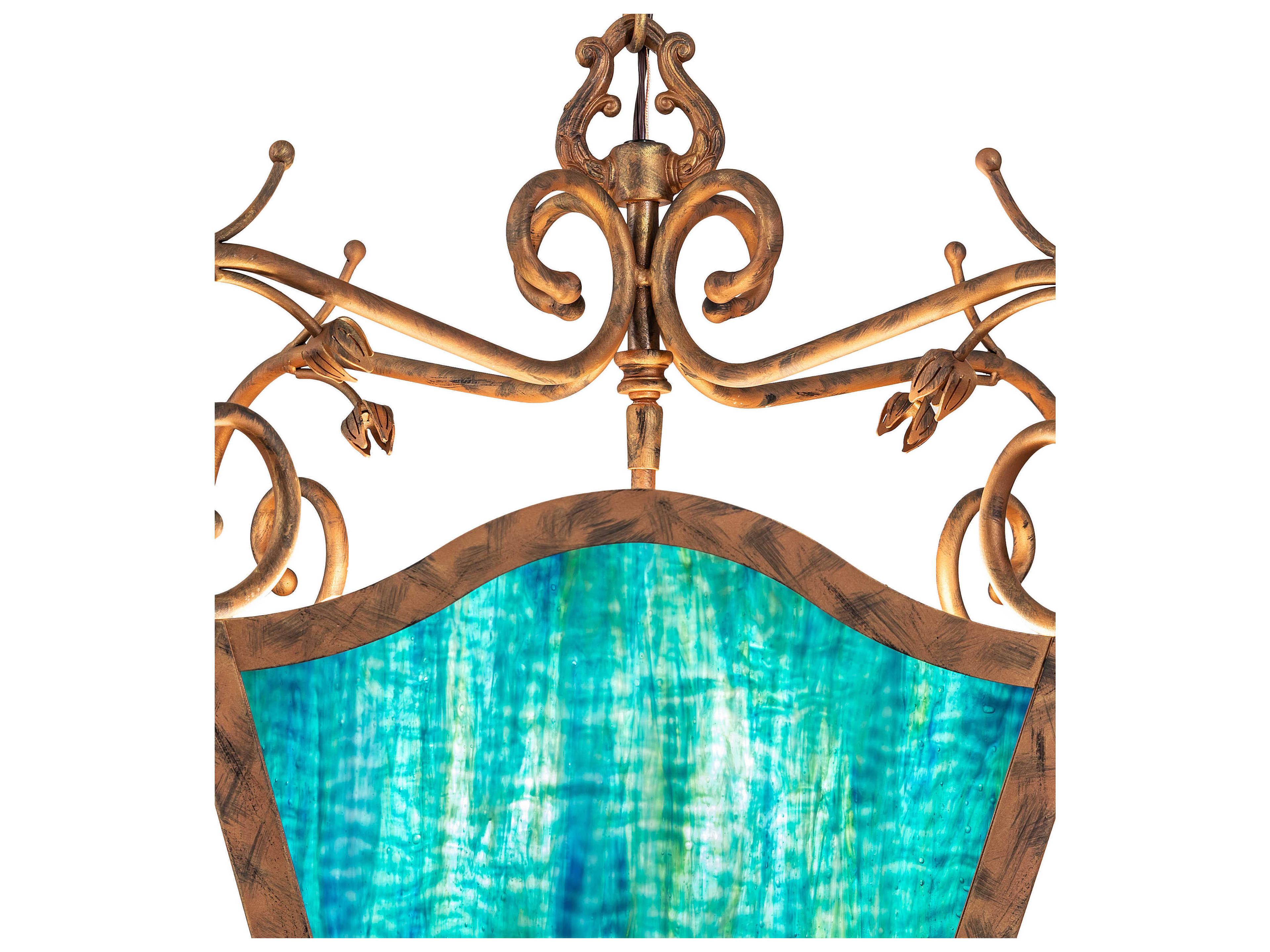 Meyda Terena 4-Light Spanish Gold Glass Pendant