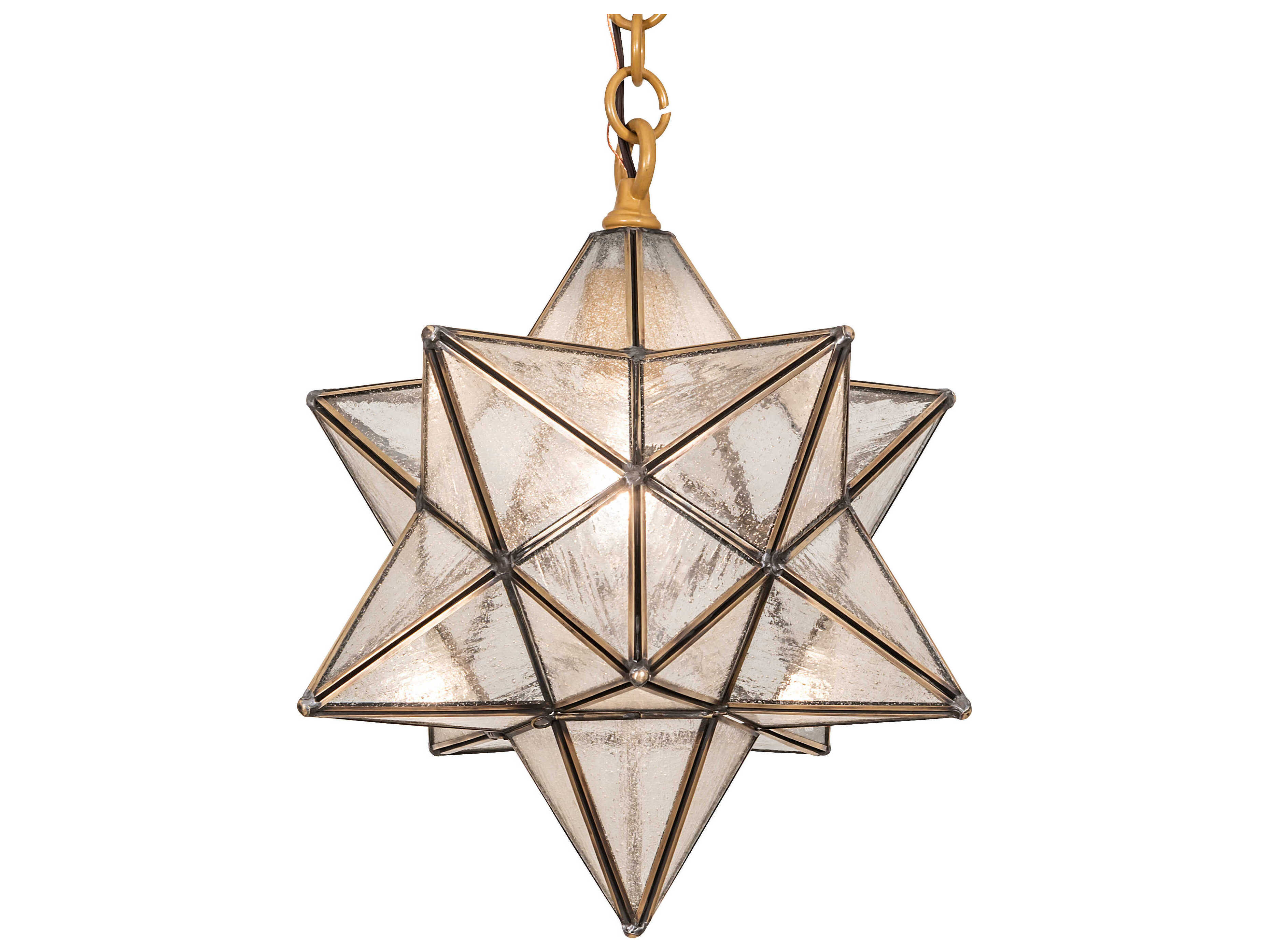 Meyda Moravian Star 1-Light Sahara Gold Glass Geometric Mini Pendant