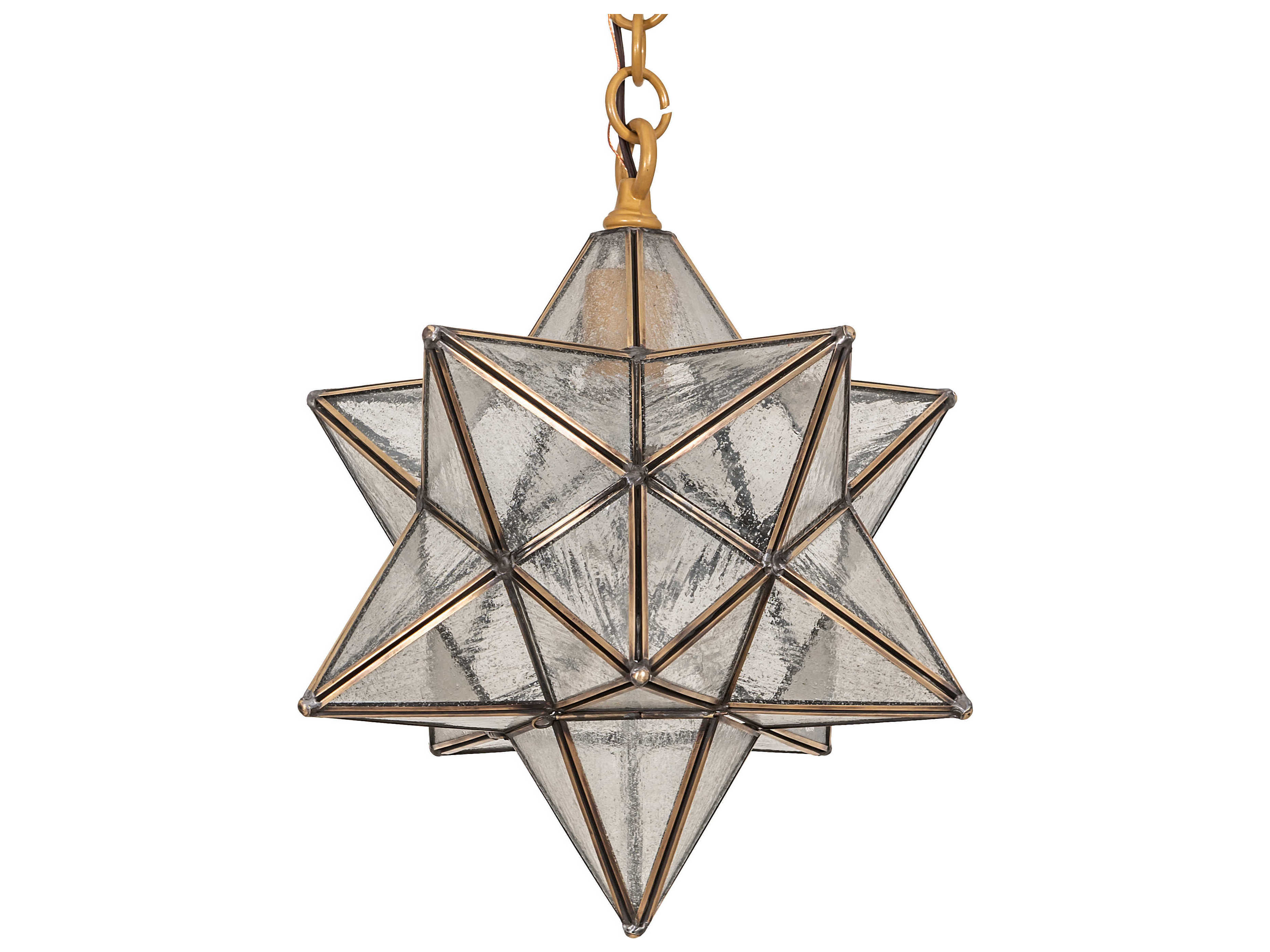 Meyda Moravian Star 1-Light Sahara Gold Glass Geometric Mini Pendant