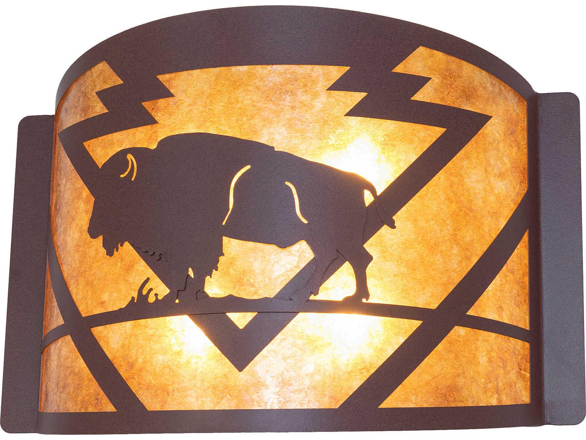 Meyda Lone Buffalo 4-Light Rust Bronze Glass Wall Sconce