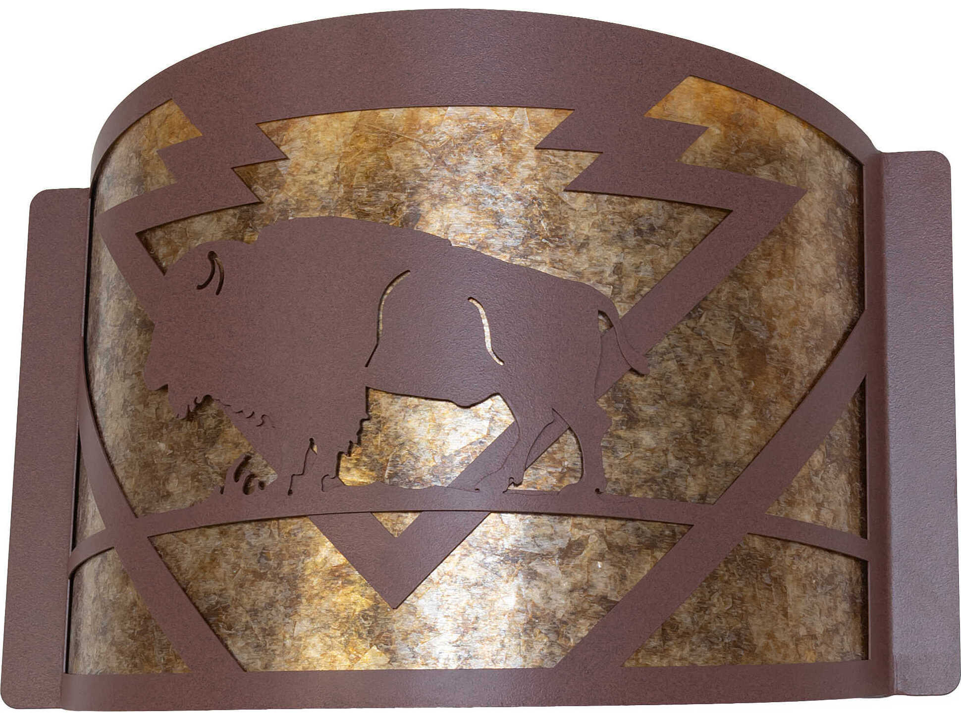 Meyda Lone Buffalo 4-Light Rust Bronze Glass Wall Sconce