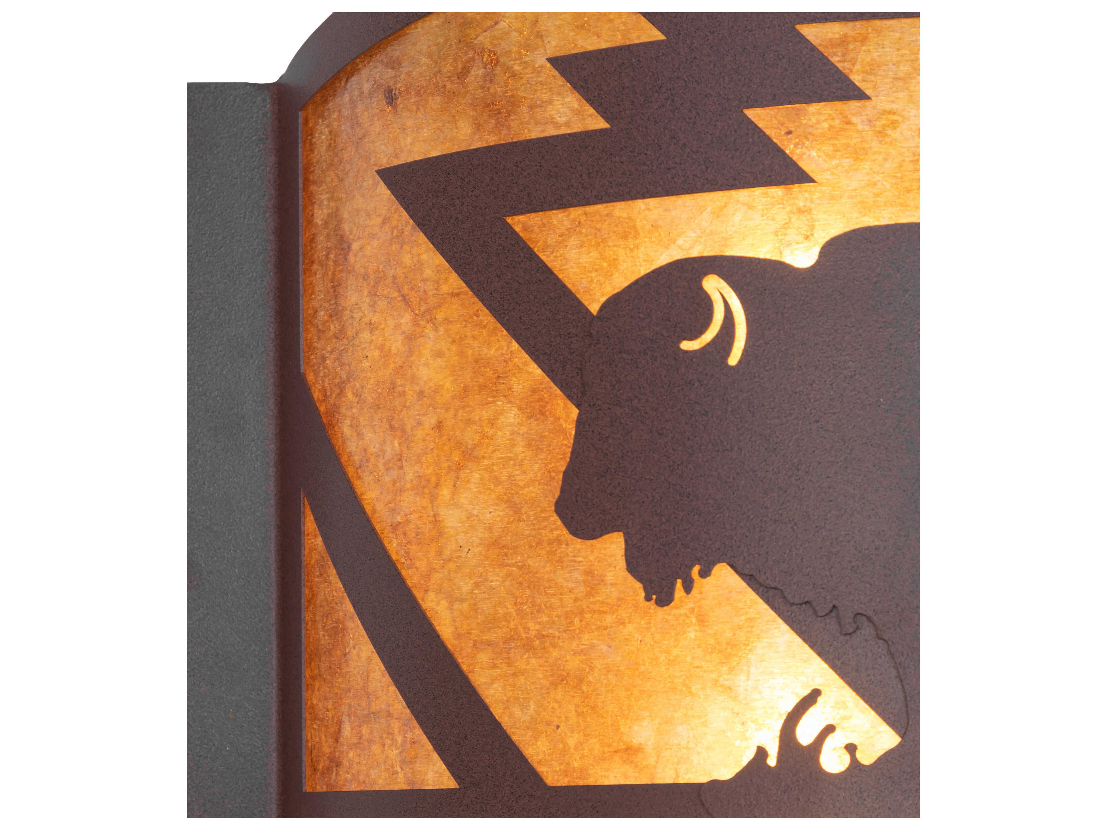 Meyda Lone Buffalo 4-Light Rust Bronze Glass Wall Sconce