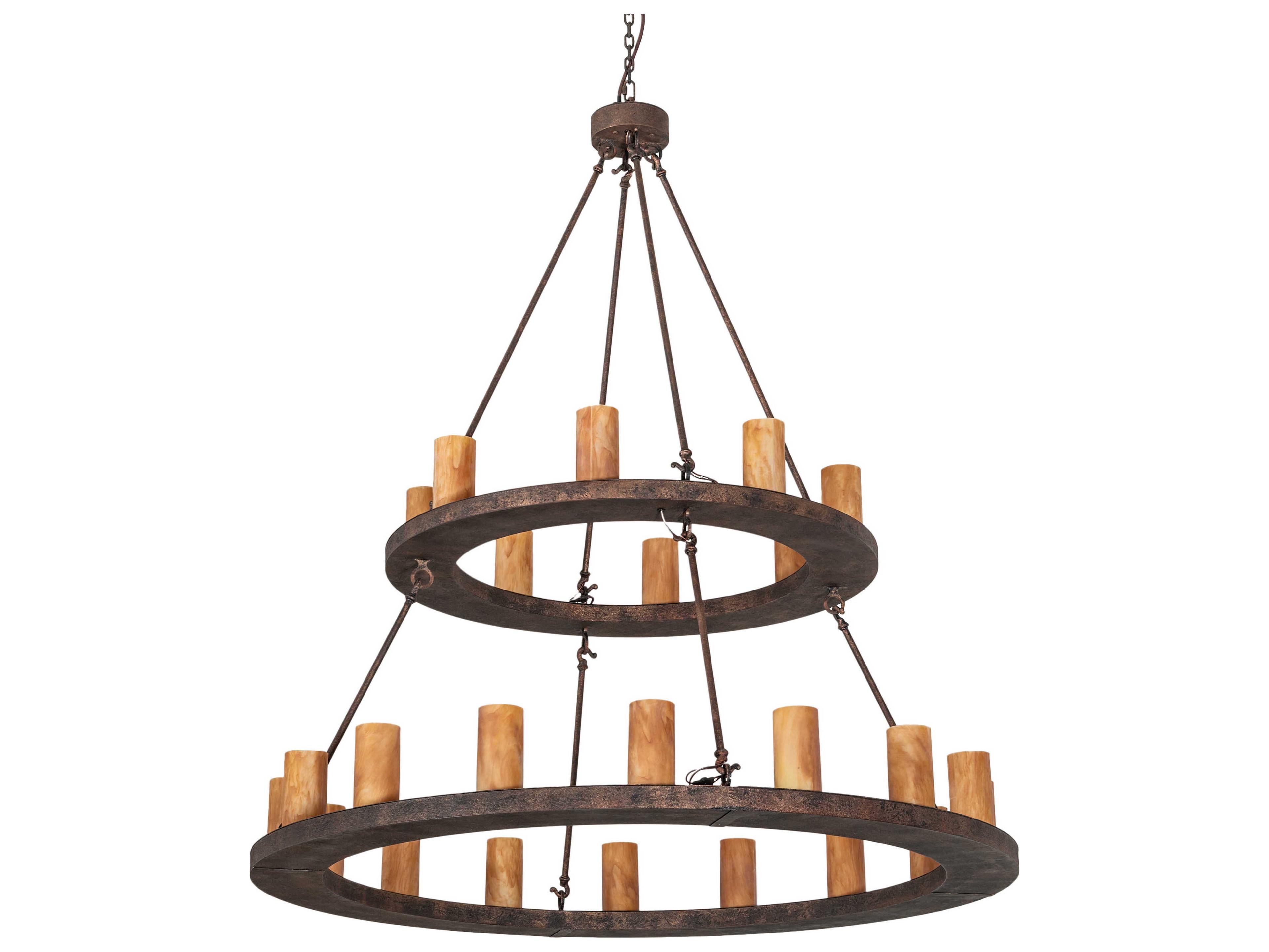 Meyda Loxley 24-Light Baroque Bronze Glass Cylinder Tiered Chandelier