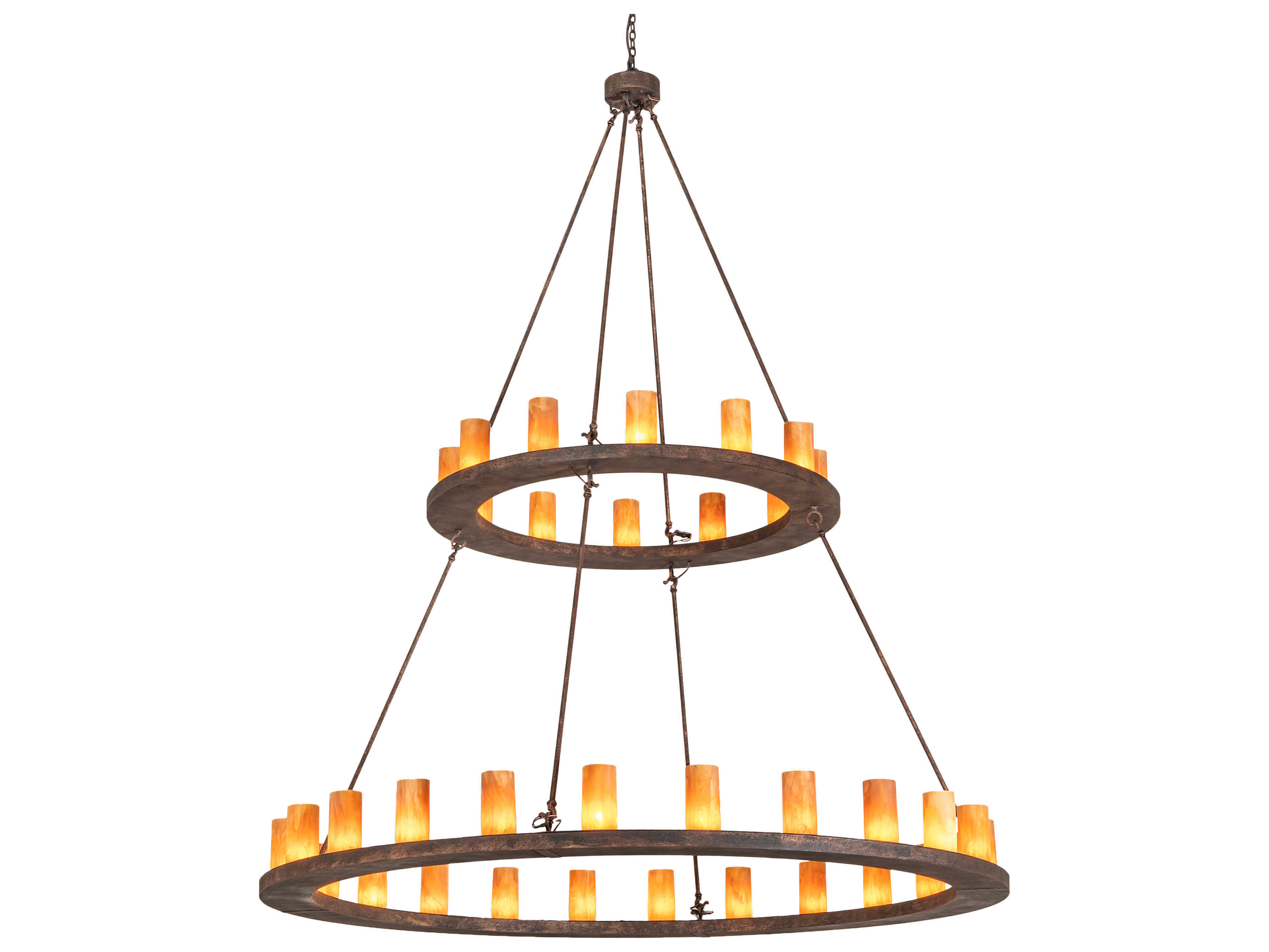 Meyda Loxley 36-Light Baroque Bronze Glass Cylinder Tiered Chandelier