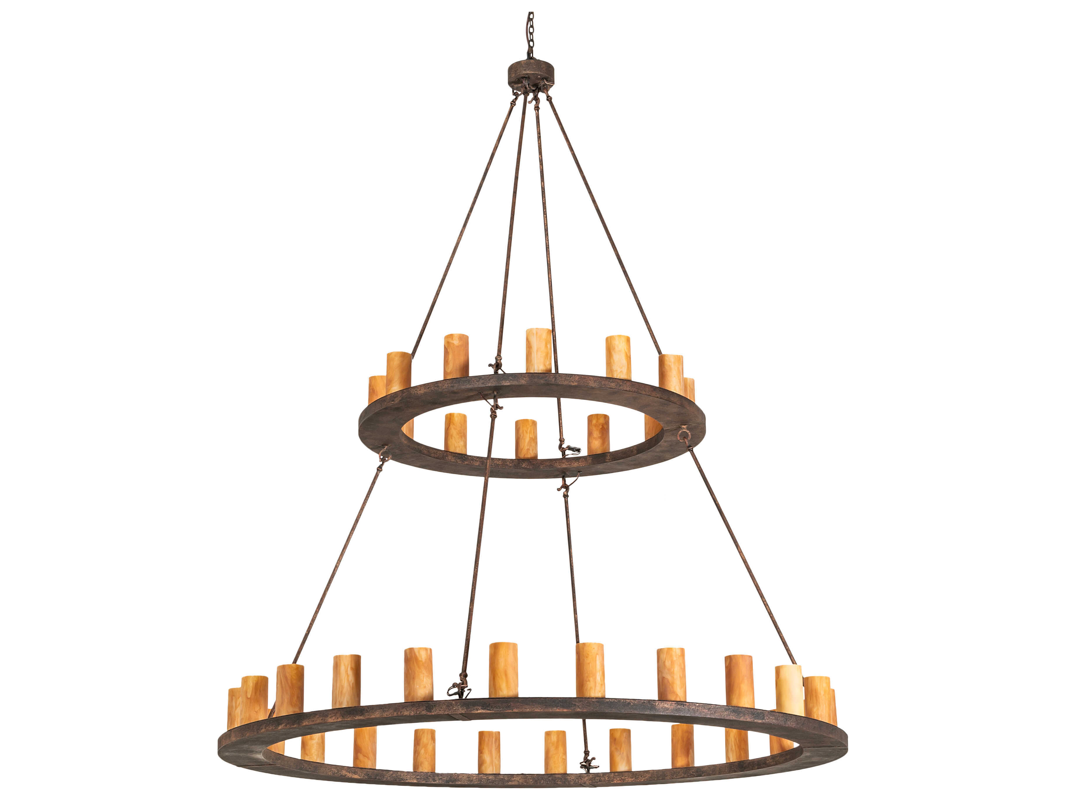 Meyda Loxley 36-Light Baroque Bronze Glass Cylinder Tiered Chandelier