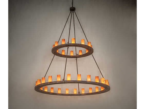 Meyda Loxley 36-Light Baroque Bronze Glass Cylinder Tiered Chandelier