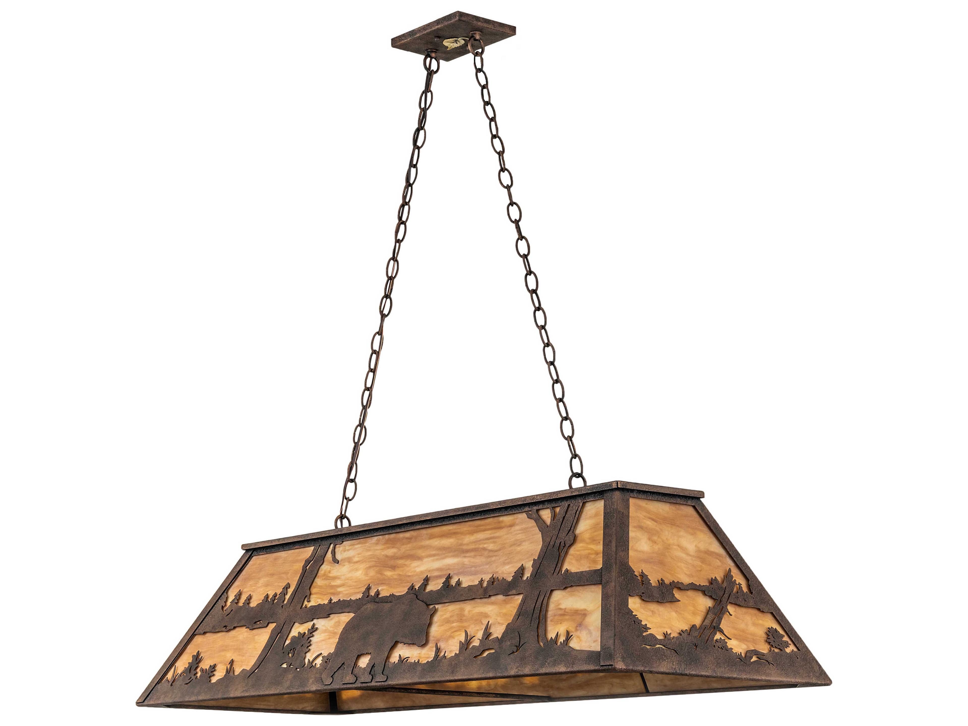 Meyda Bear At Lake 6-Light Baroque Bronze Geometric Island Pendant