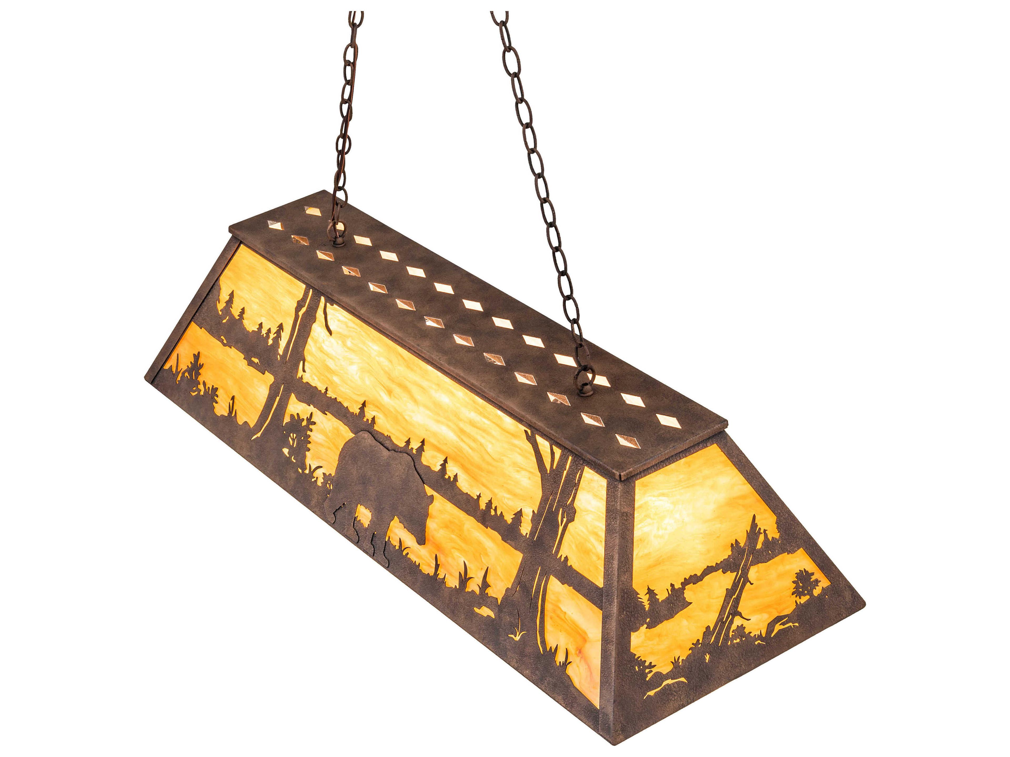 Meyda Bear At Lake 6-Light Baroque Bronze Geometric Island Pendant