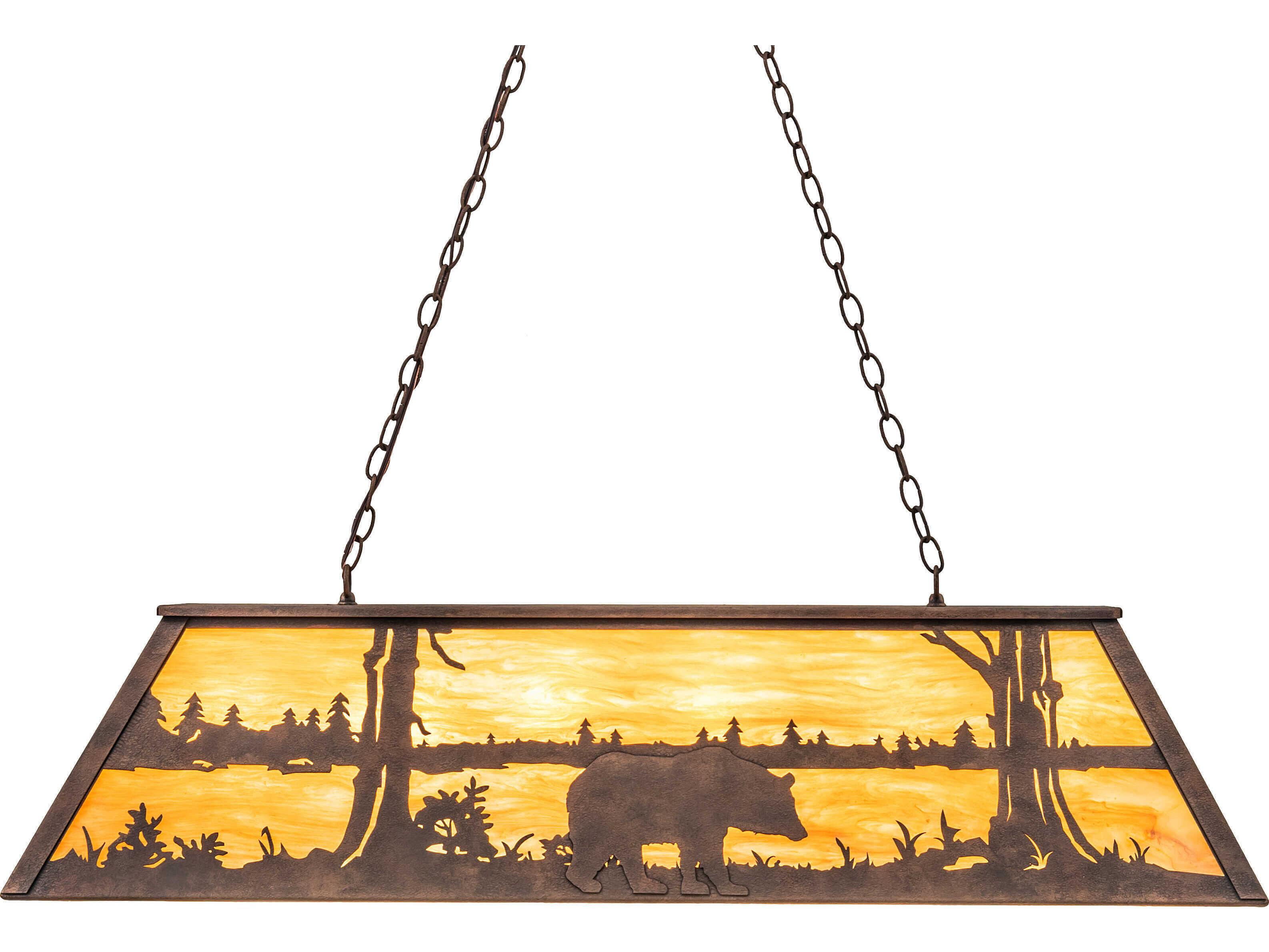 Meyda Bear At Lake 6-Light Baroque Bronze Geometric Island Pendant