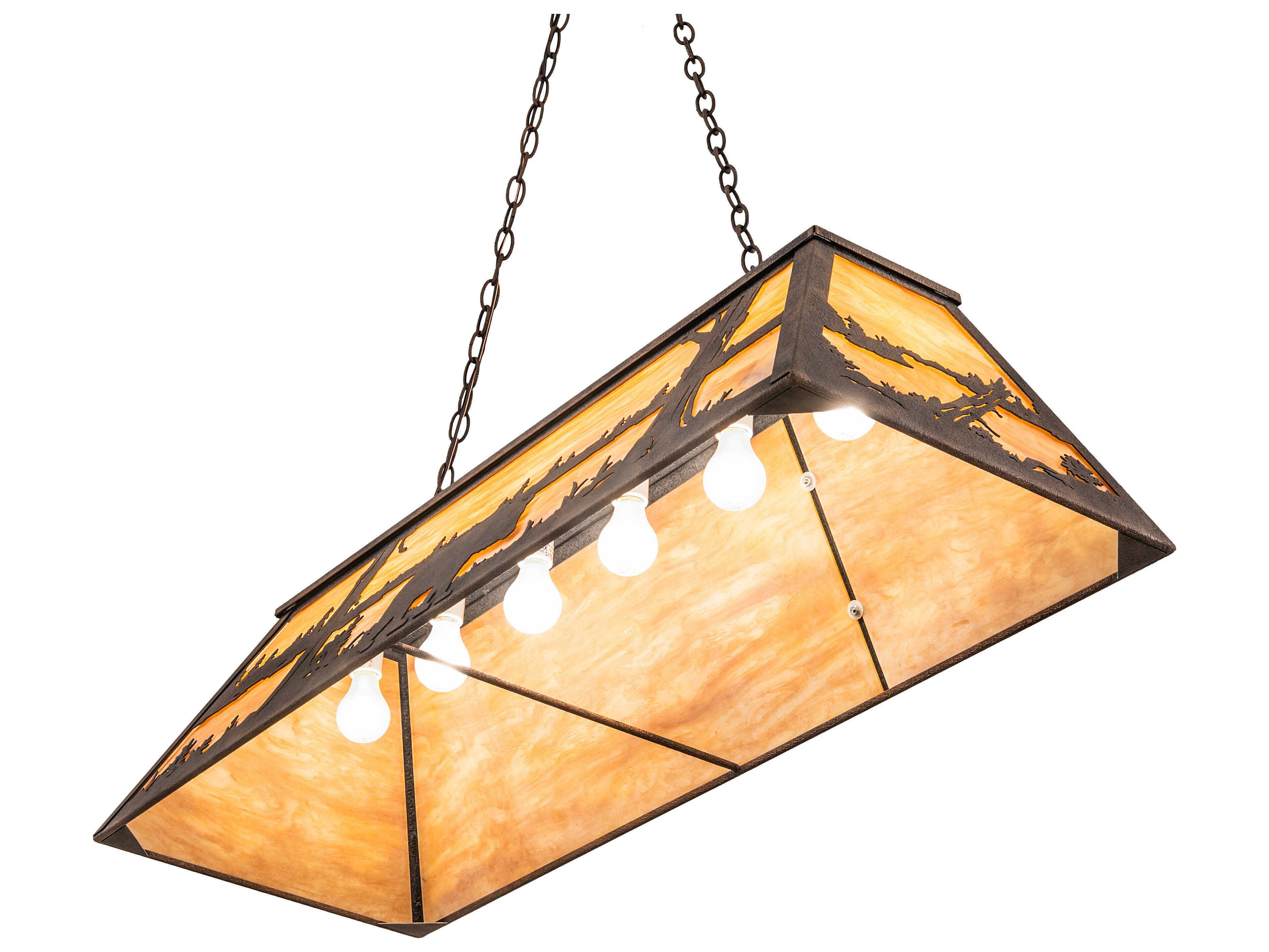 Meyda Bear At Lake 6-Light Baroque Bronze Geometric Island Pendant