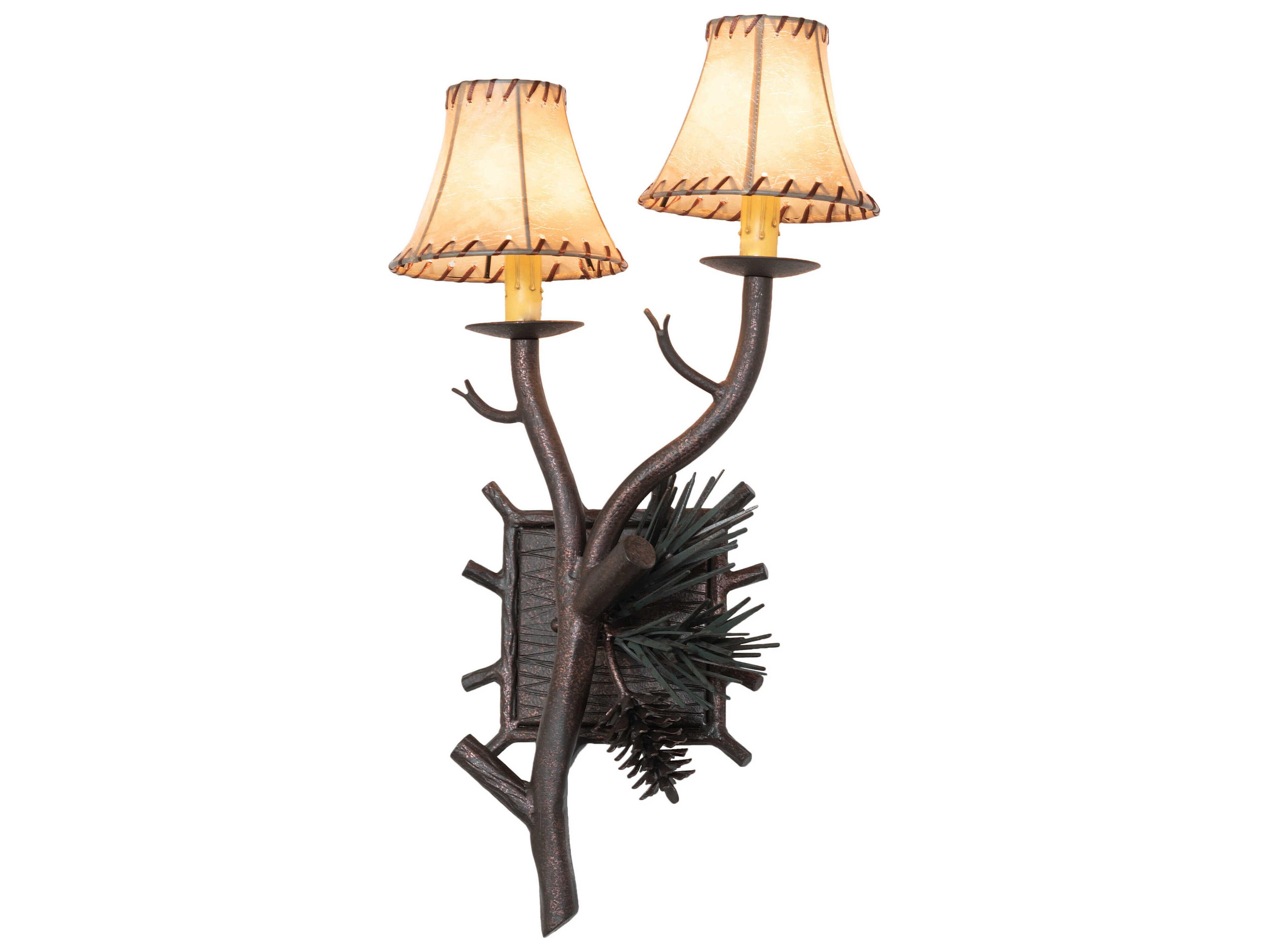 Meyda Pinewood 2-Light Copper Rust Olive Green Wall Sconce