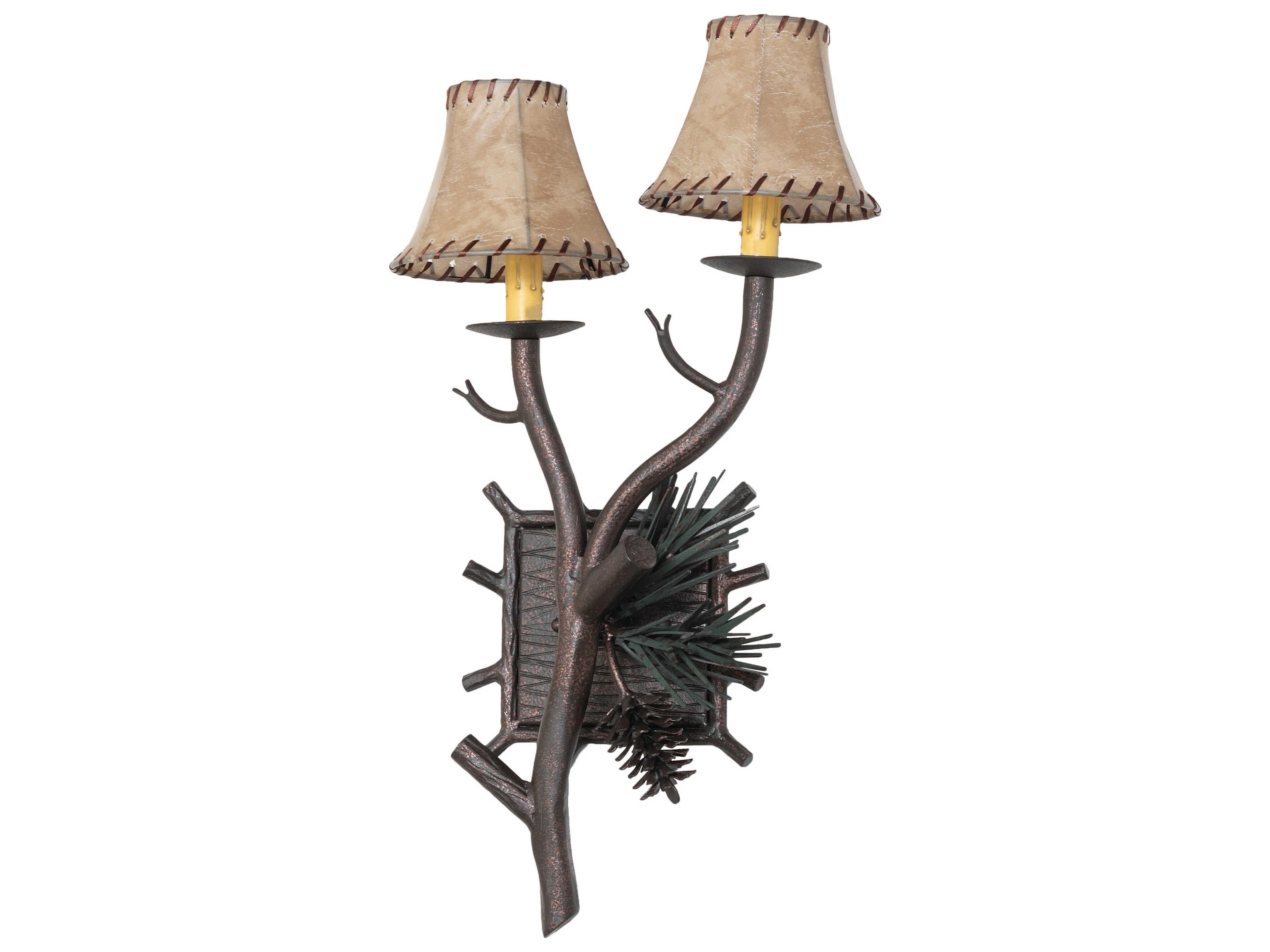 Meyda Pinewood 2-Light Copper Rust Olive Green Wall Sconce