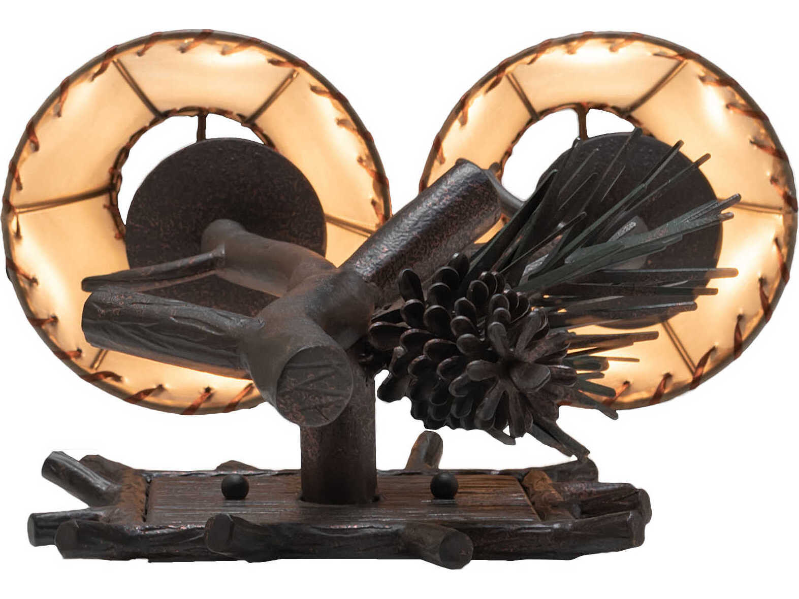 Meyda Pinewood 2-Light Copper Rust Olive Green Wall Sconce