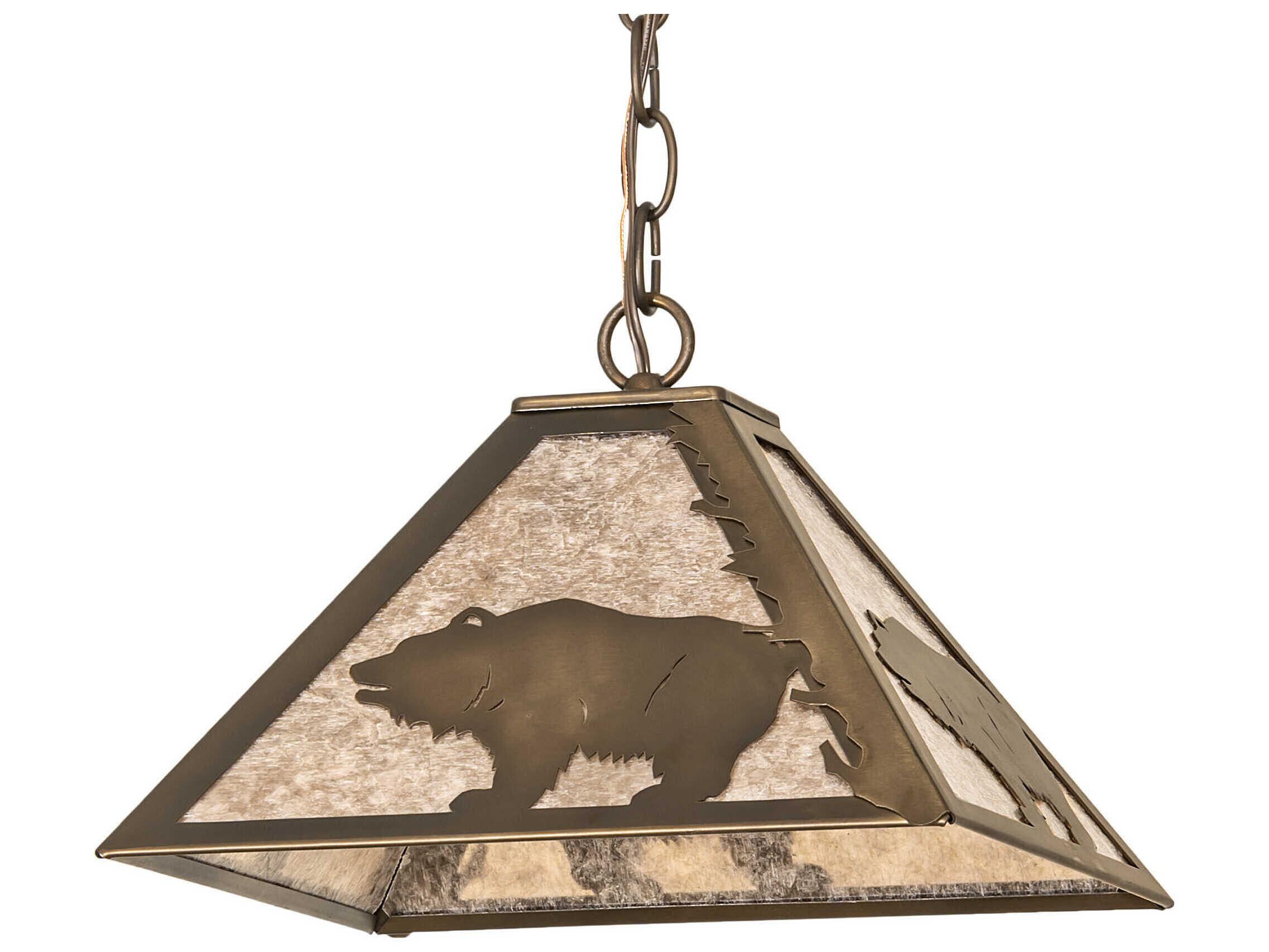 Meyda Bear At Dawn 1-Light Antique Copper Glass Empire Mini Pendant
