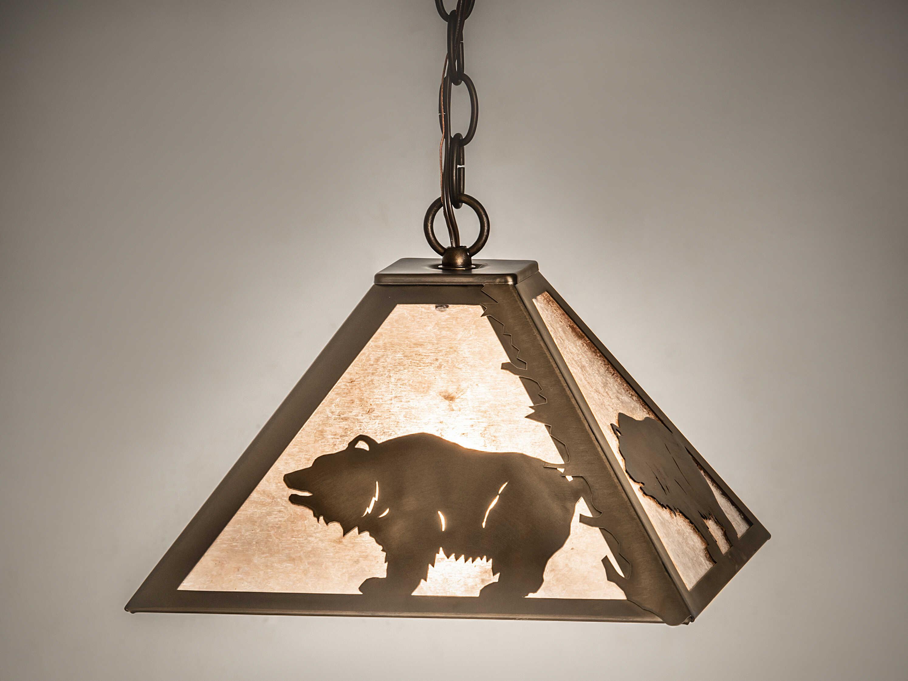 Meyda Bear At Dawn 1-Light Antique Copper Glass Empire Mini Pendant