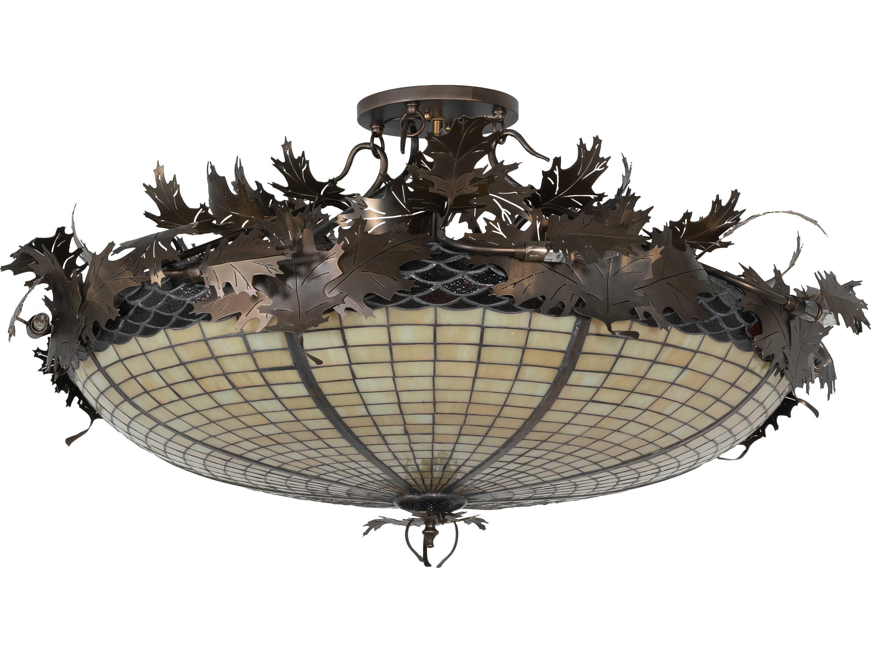 Meyda 16-Light6-Light Antique Copper Glass Bowl Semi Flush Mount
