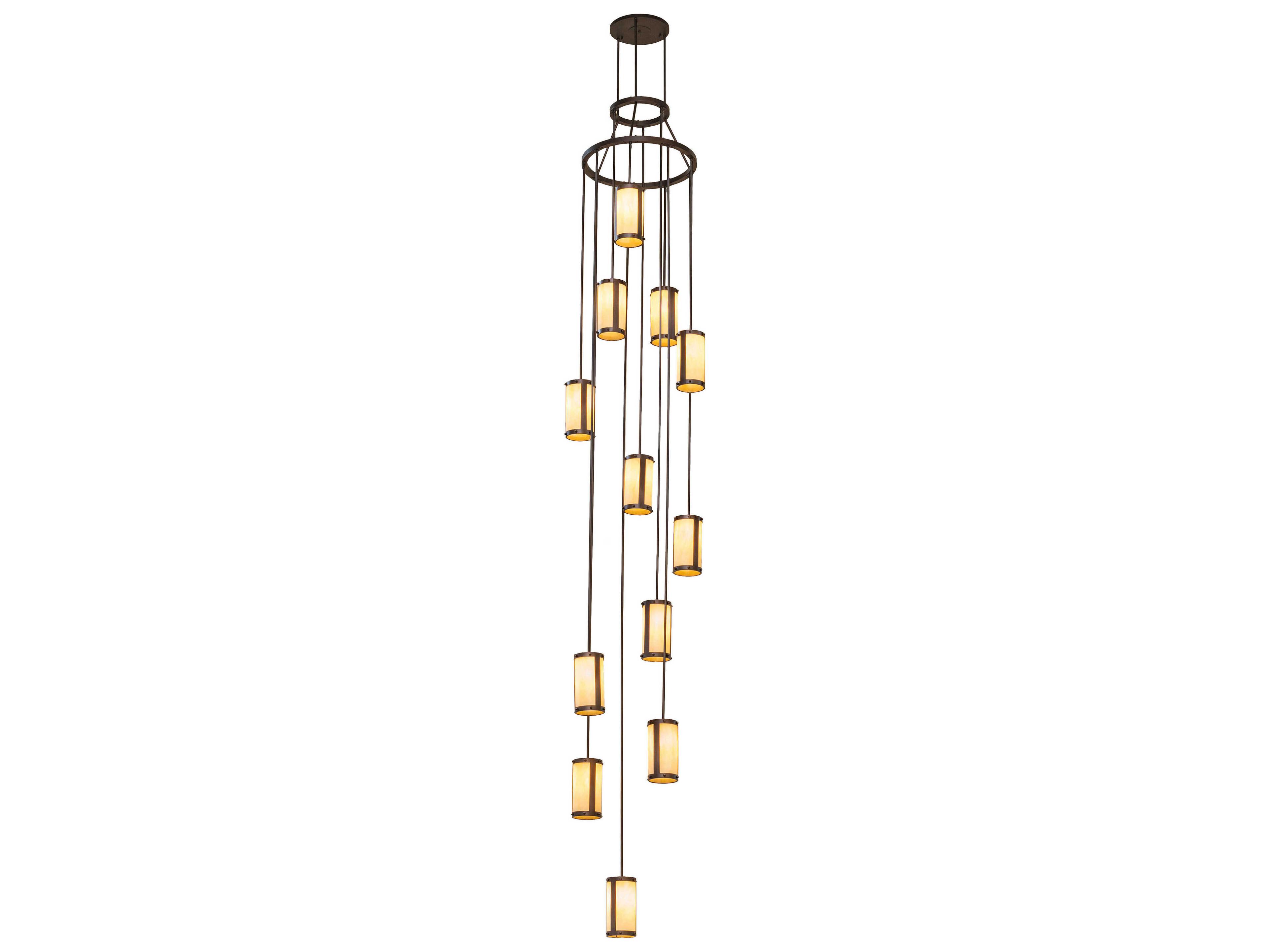 Meyda Cartier 12-Light Mahogany Bronze Cylinder Pendant