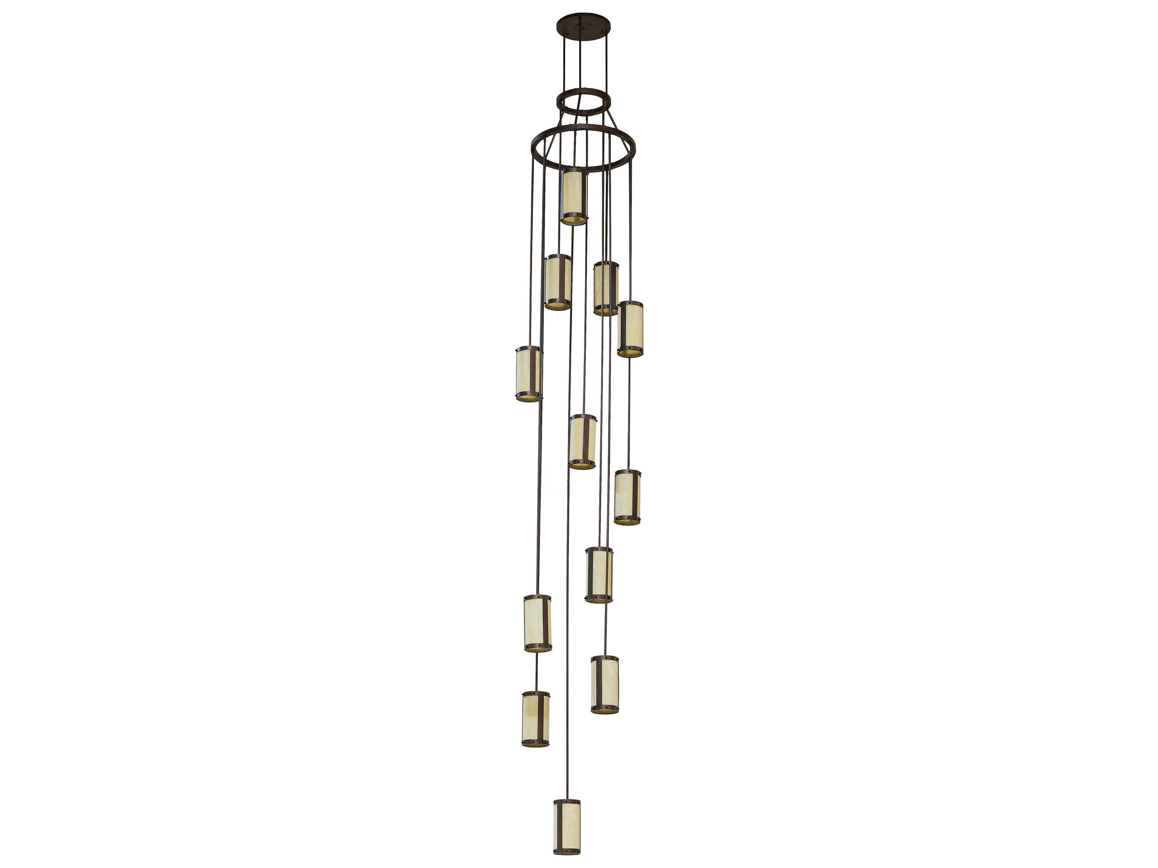 Meyda Cartier 12-Light Mahogany Bronze Cylinder Pendant