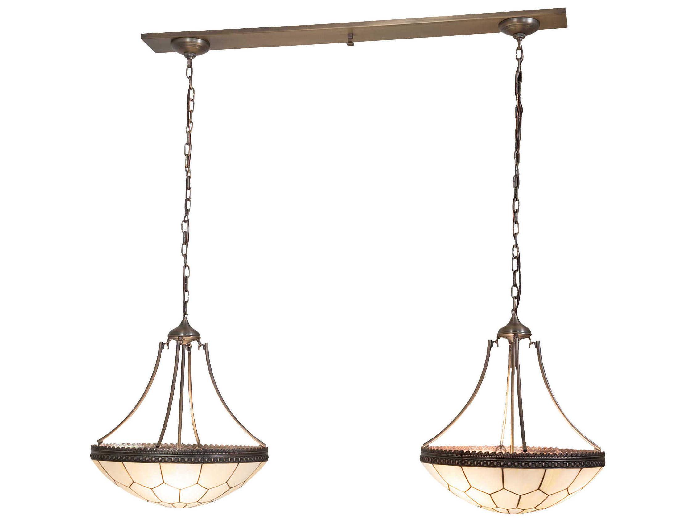 Meyda Vincent Honeycomb 6-Light Antique Copper Glass Bowl Island Pendant