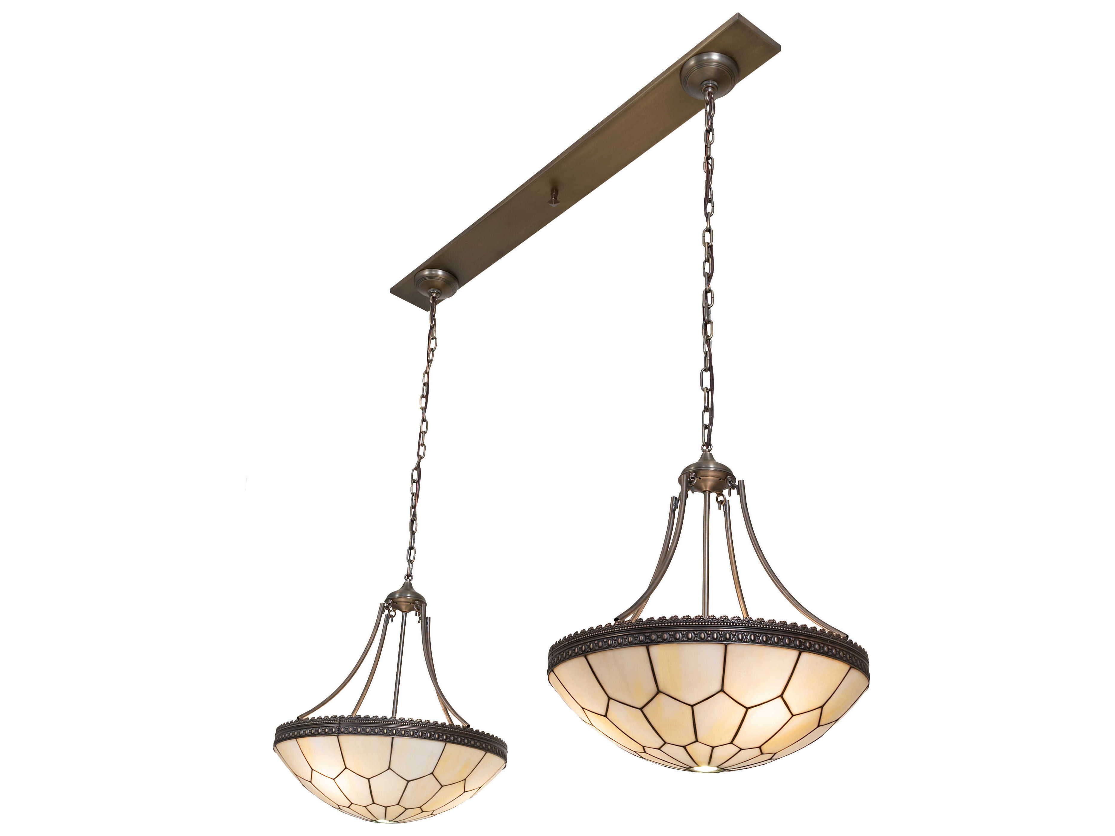 Meyda Vincent Honeycomb 6-Light Antique Copper Glass Bowl Island Pendant