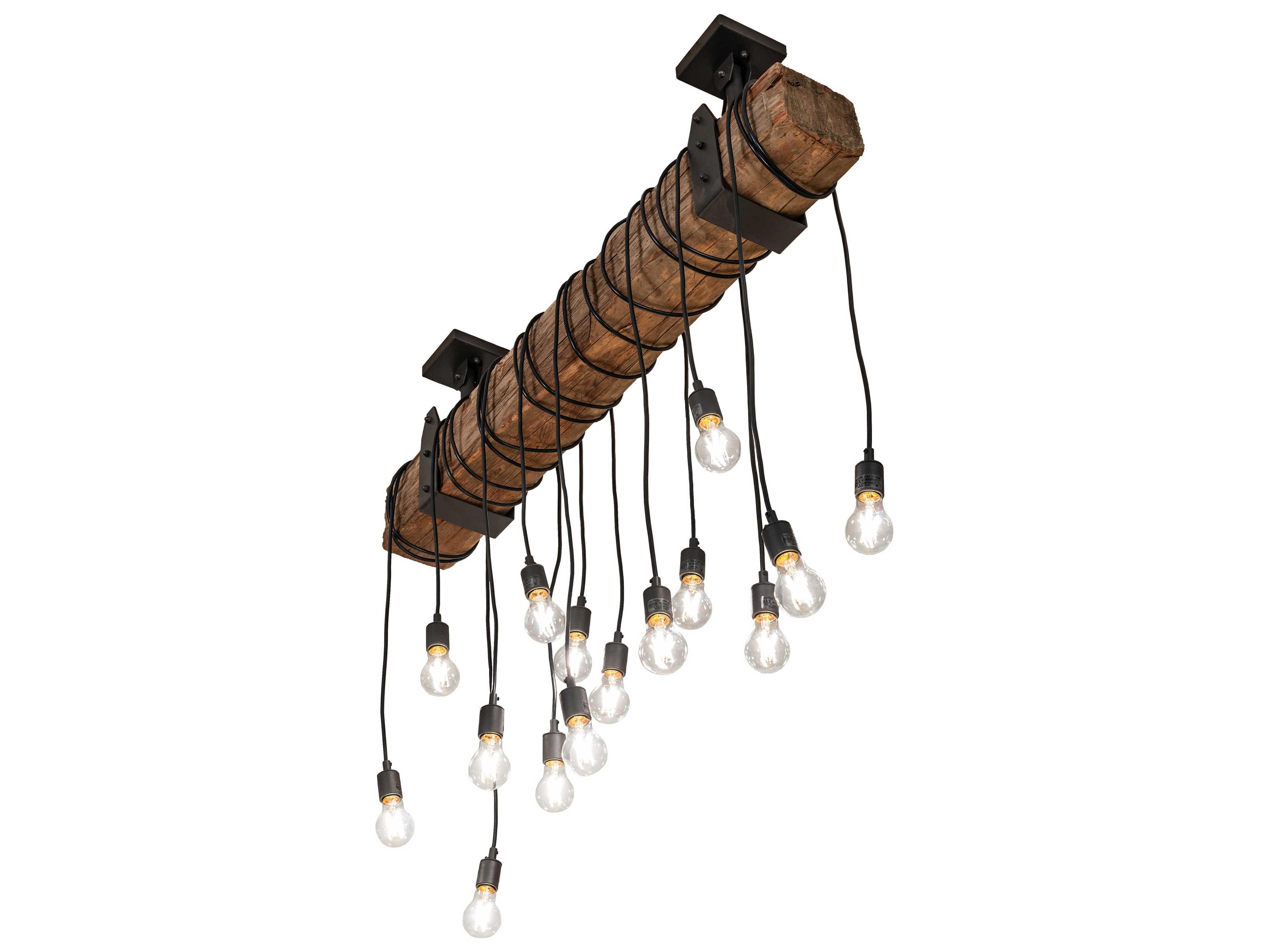 Meyda Wood Beam 15-Light Wrought Iron Island Pendant