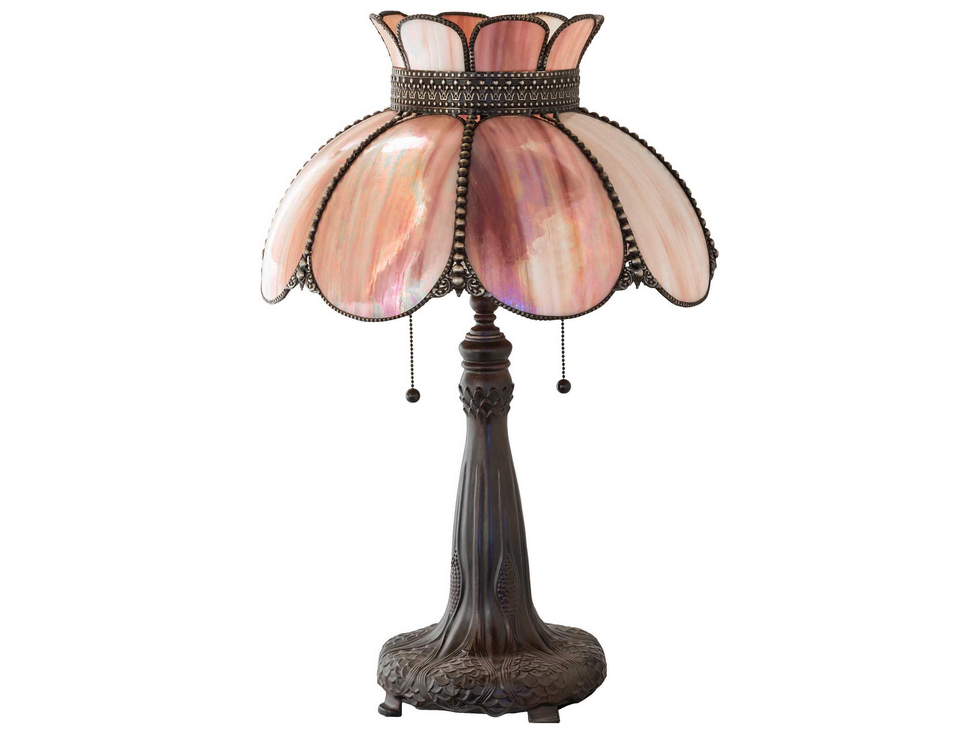 Meyda Anabelle Mahogany Bronze Pink Glass Buffet Lamp