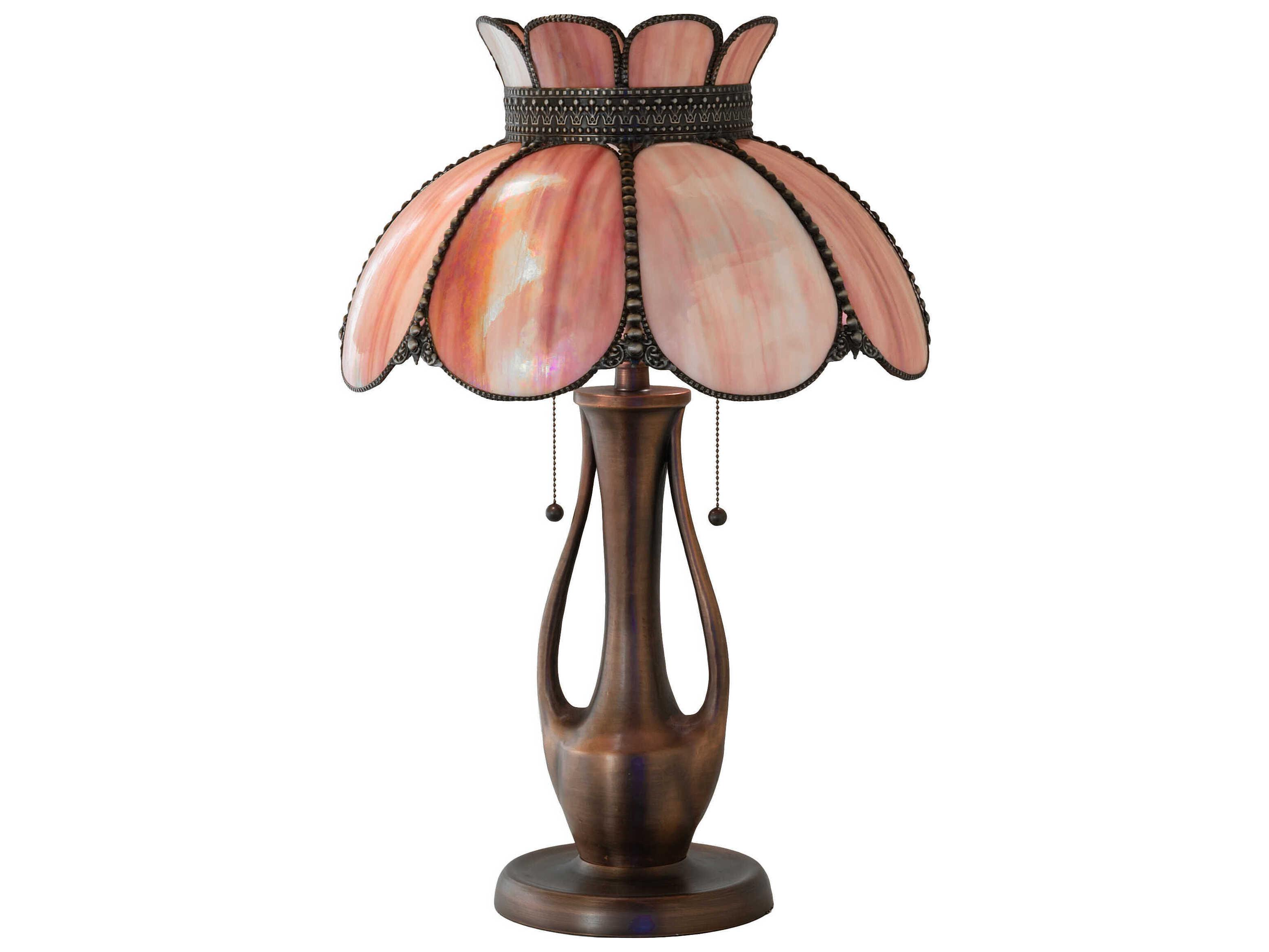 Meyda Anabelle Mahogany Bronze Pink Glass Buffet Lamp