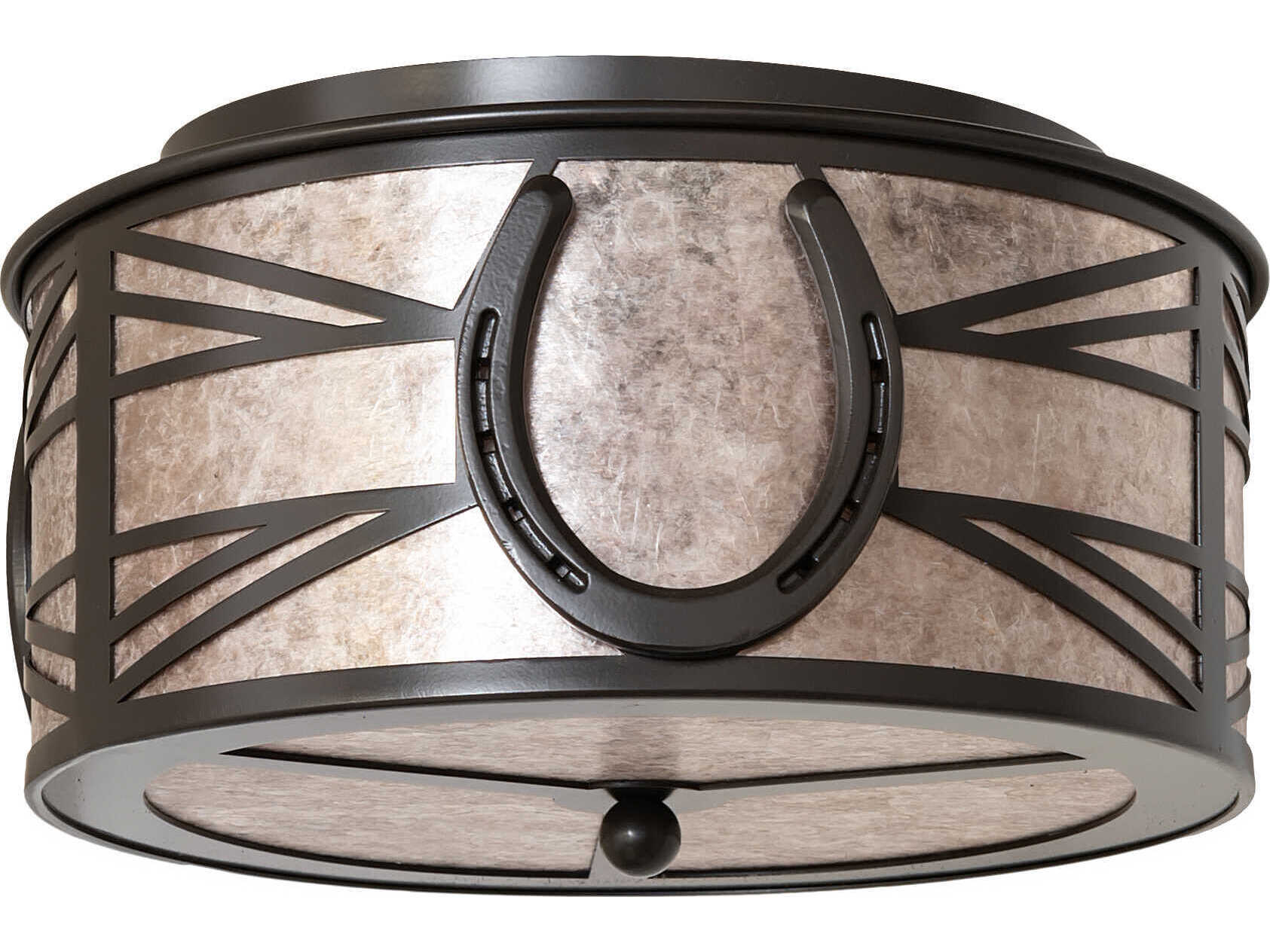 Meyda Horseshoe 2-Light Timeless Bronze Drum Flush Mount