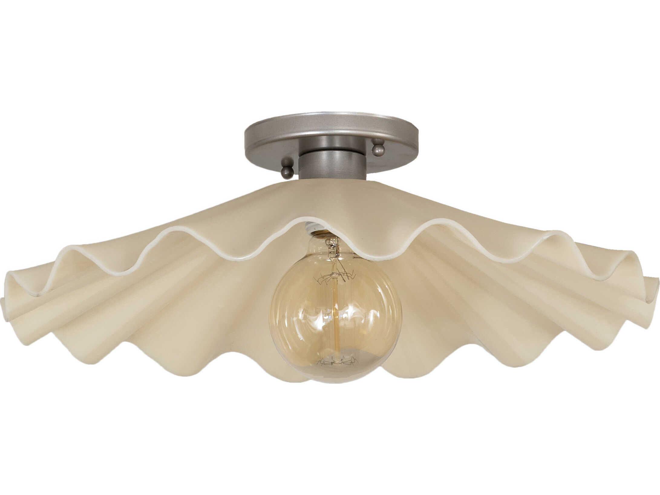 Meyda Metro 1-Light Brushed Nickel White Glass Flush Mount