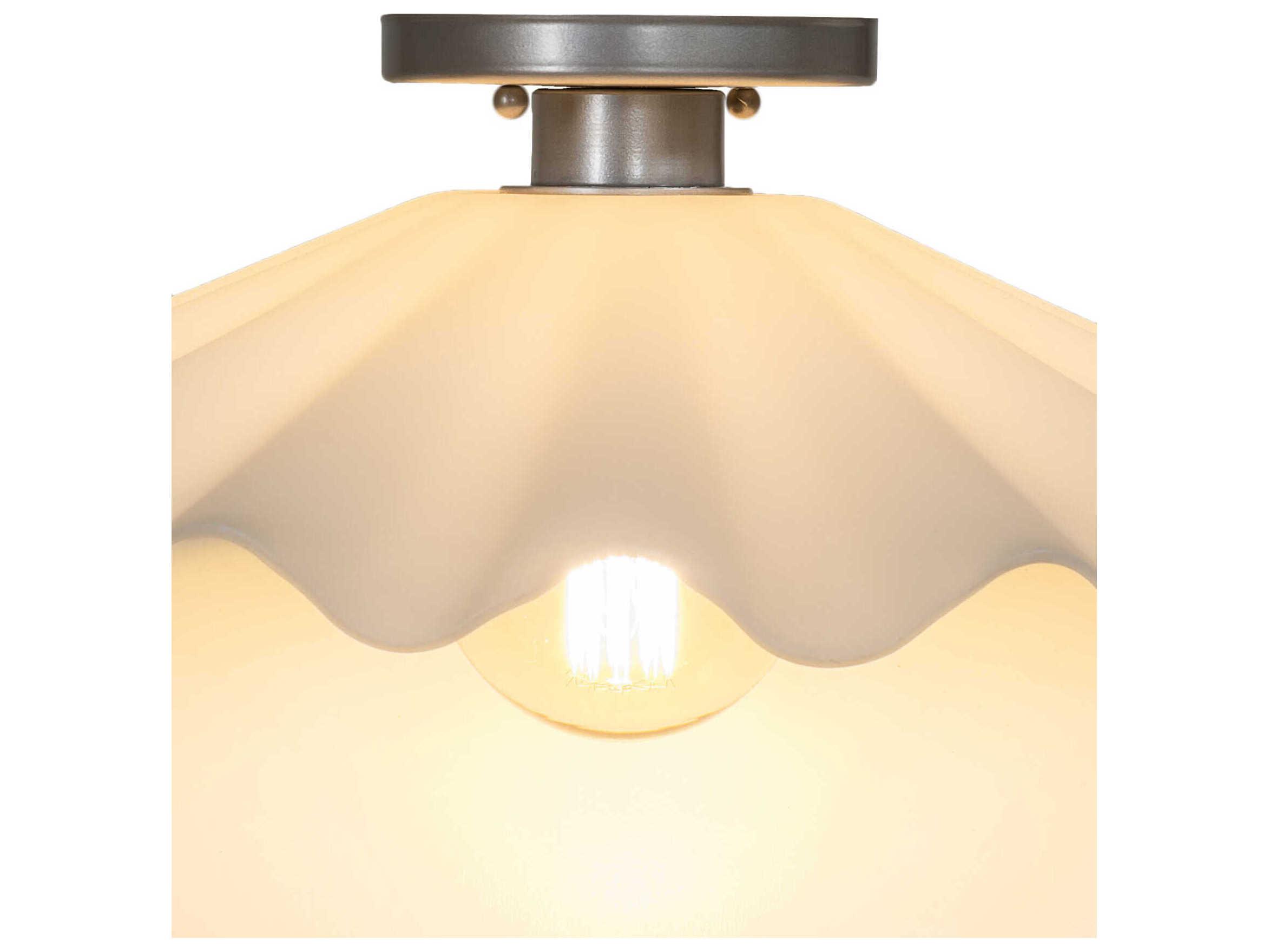 Meyda Metro 1-Light Brushed Nickel White Glass Flush Mount
