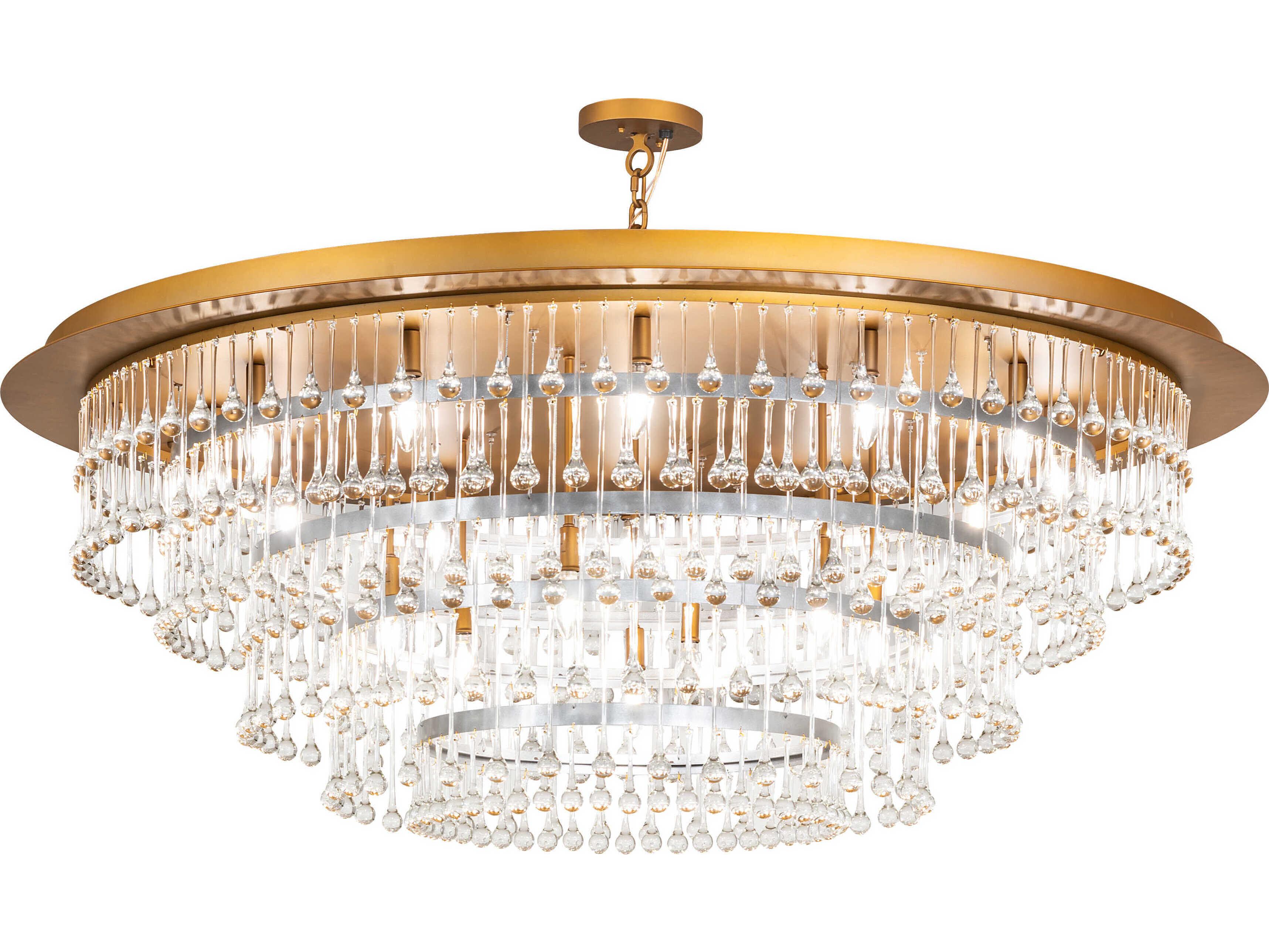 Meyda 19-Light9-Light Gold Matte Nickel Sparkle Silver Crystal Chandelier