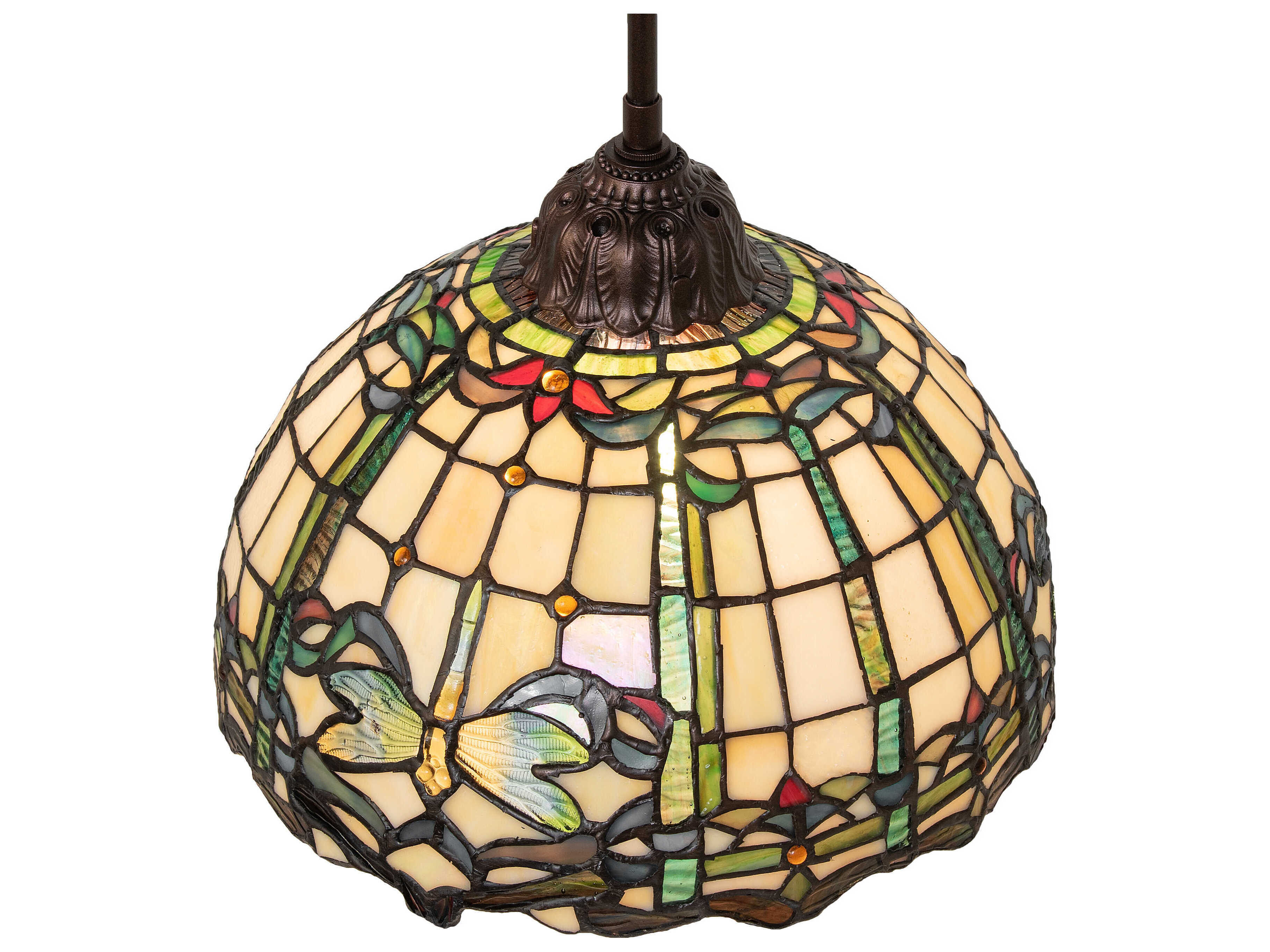 Meyda Tiffany Dragonfly 1-Light Mahogany Bronze Glass Dome Pendant