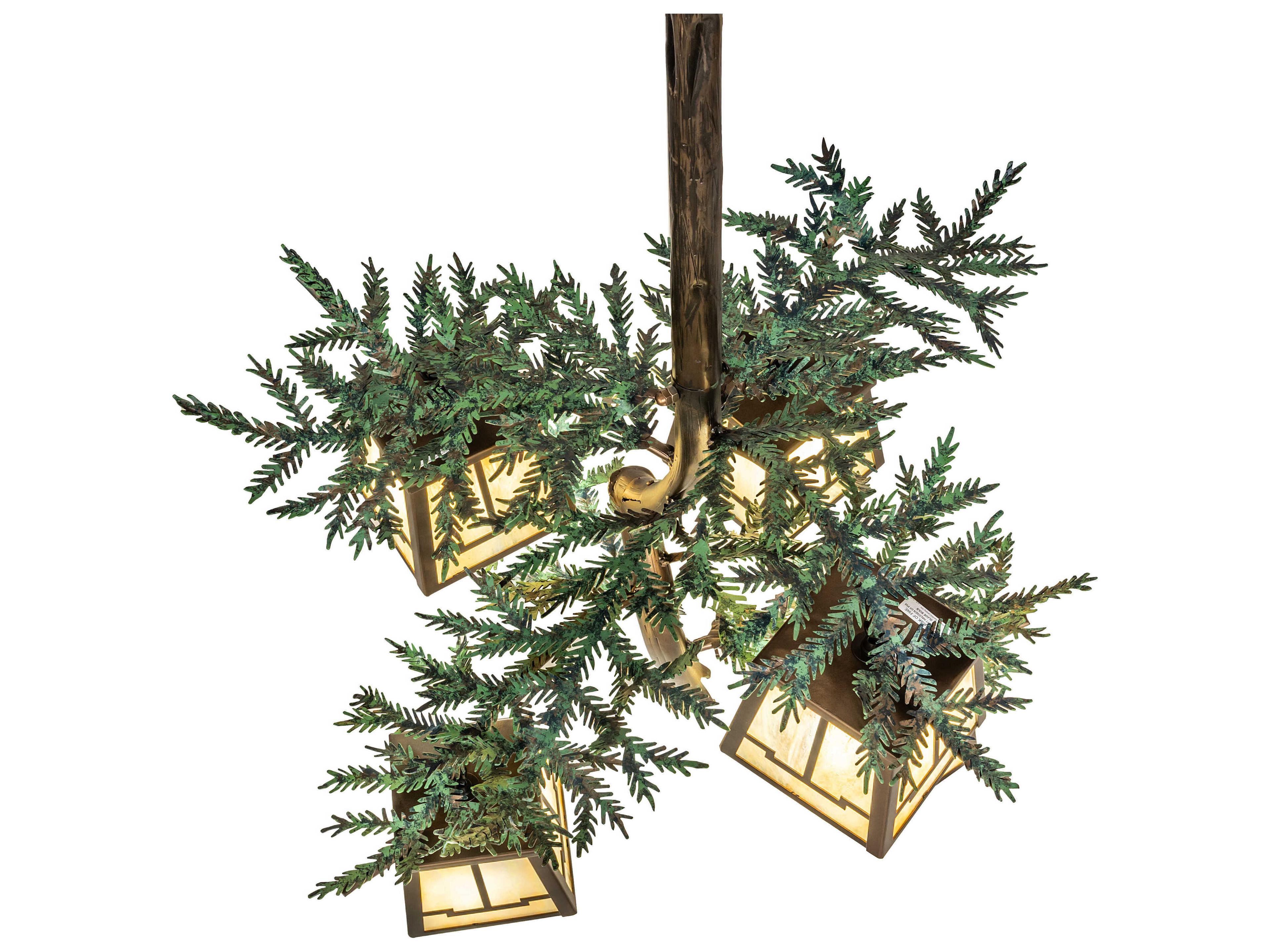 Meyda Pine Branch 5-Light Antique Copper Lantern Chandelier