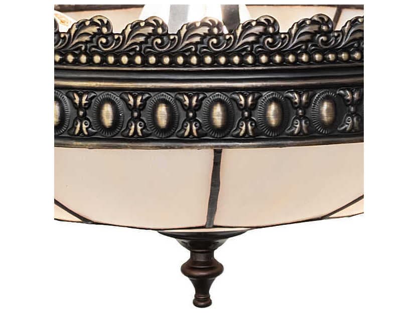 Meyda Vincent Honeycomb 3-Light Antique Brass Glass Bowl Flush Mount
