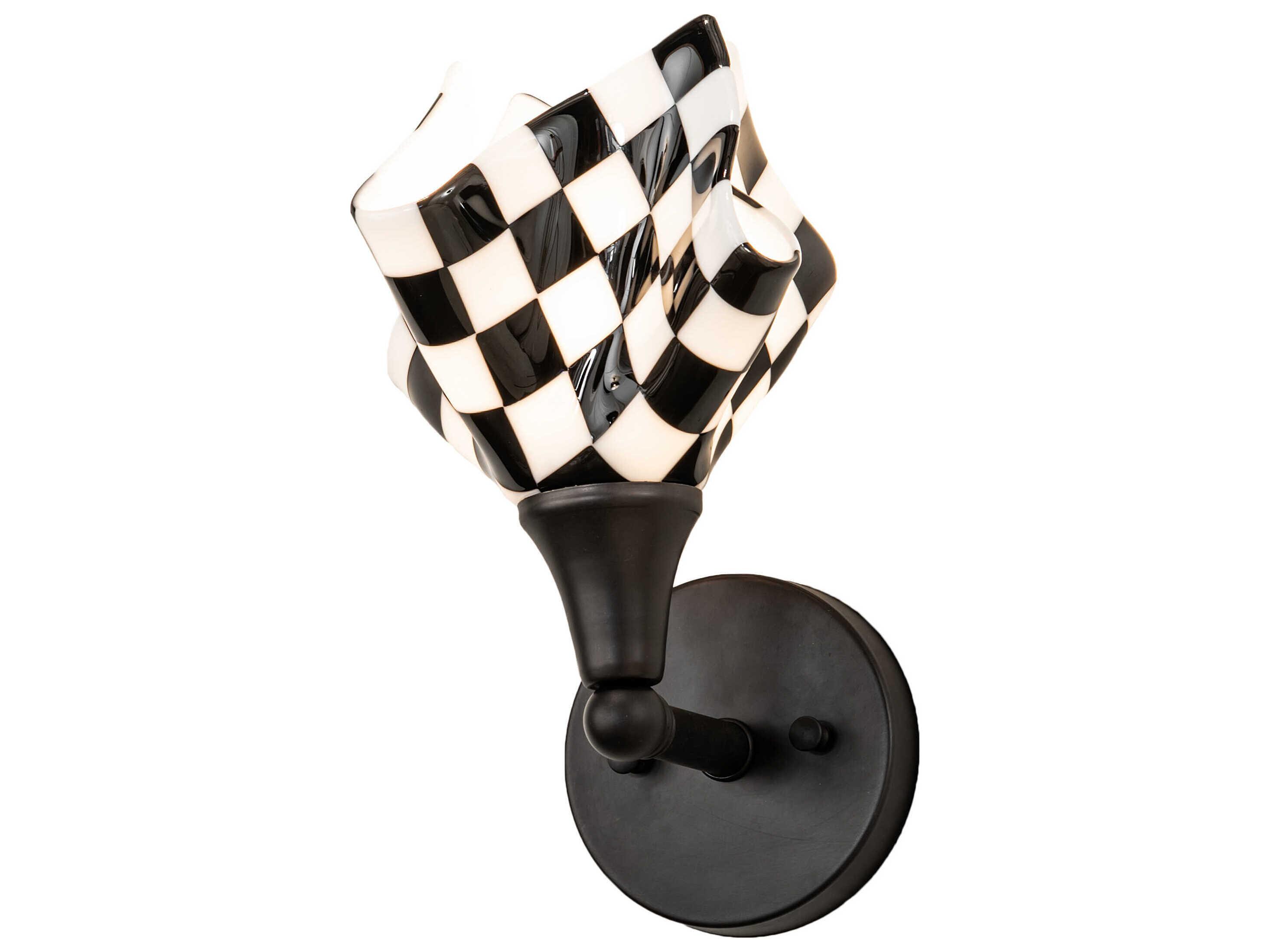 Meyda Metro Fusion 1-Light Black Glass Wall Sconce