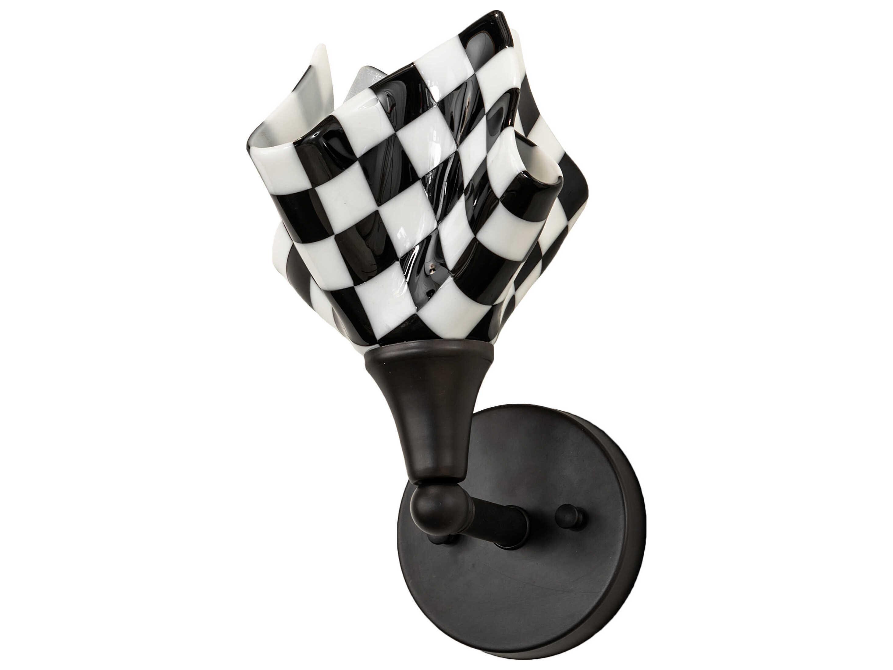 Meyda Metro Fusion 1-Light Black Glass Wall Sconce