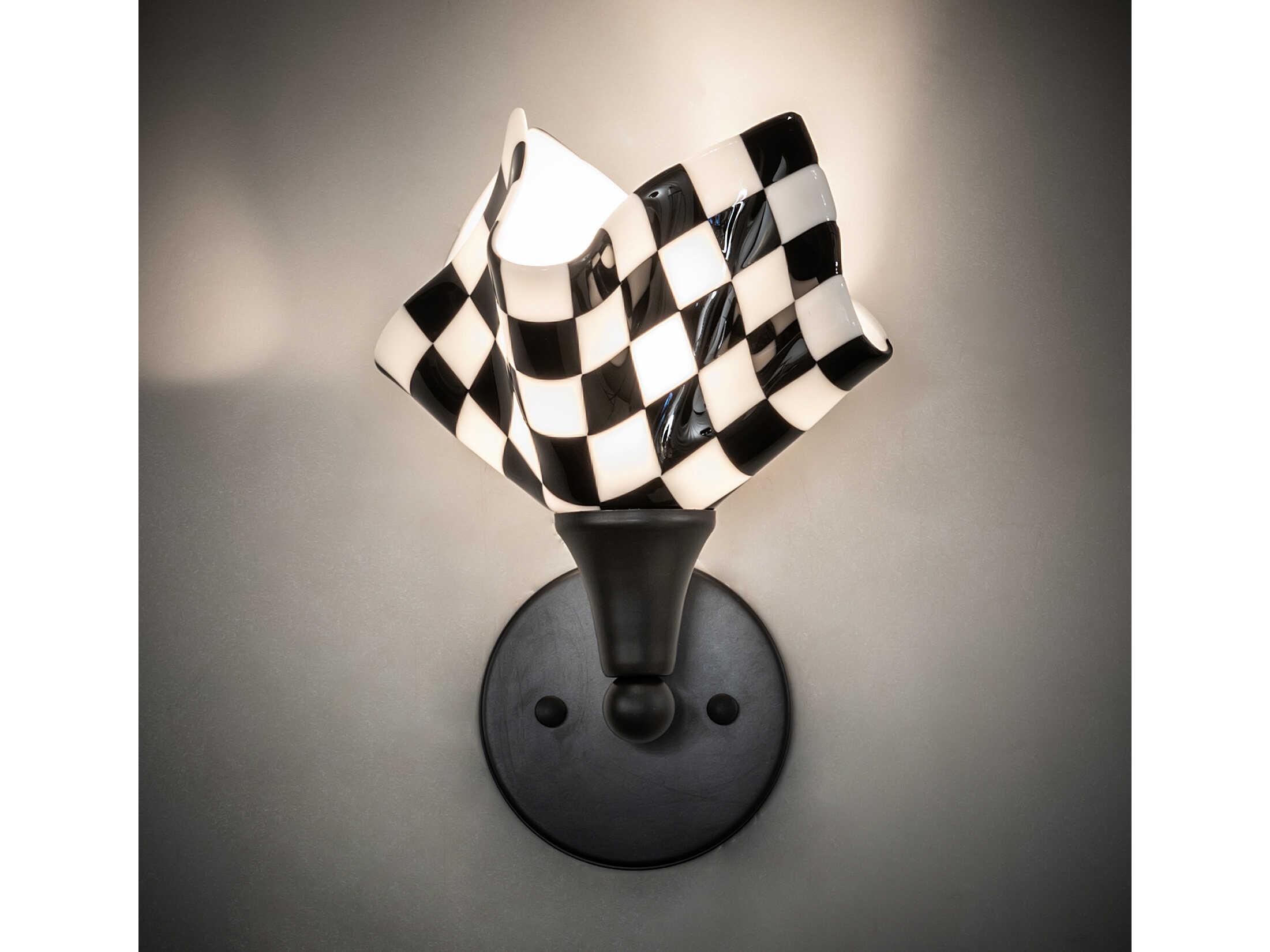 Meyda Metro Fusion 1-Light Black Glass Wall Sconce