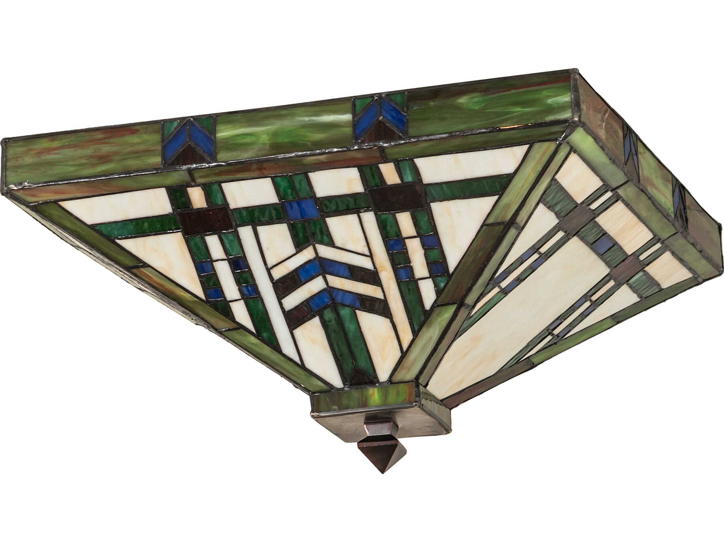 Meyda Prairie Wheat 4-Light Mahogany Bronze Glass Tiffany Empire Flush Mount