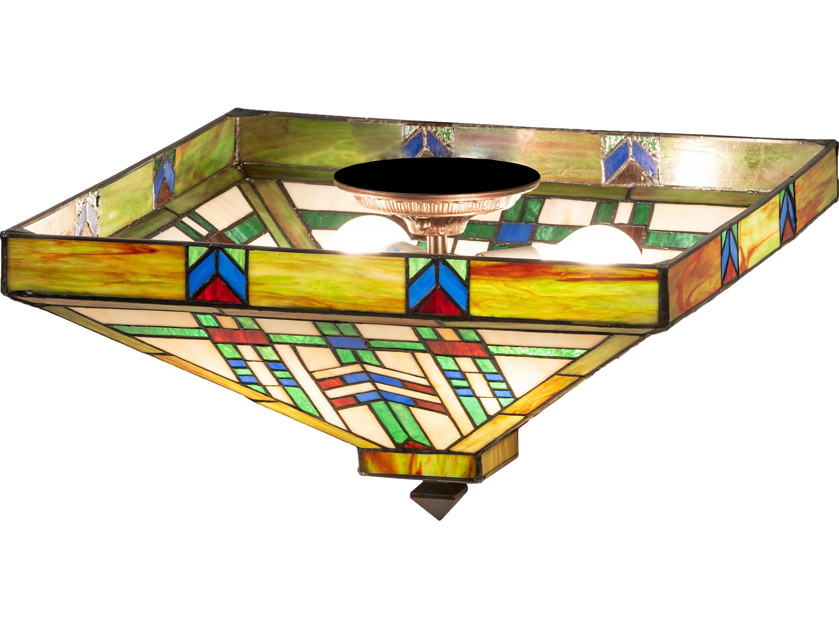 Meyda Prairie Wheat 4-Light Mahogany Bronze Glass Tiffany Empire Flush Mount