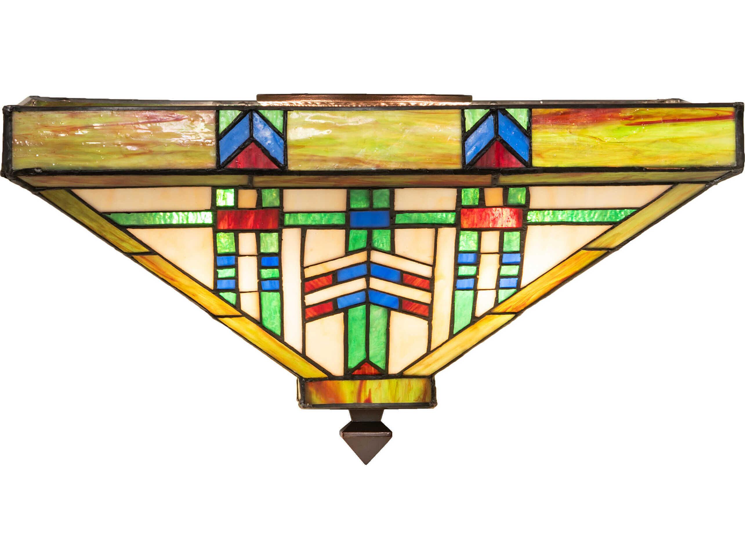 Meyda Prairie Wheat 4-Light Mahogany Bronze Glass Tiffany Empire Flush Mount