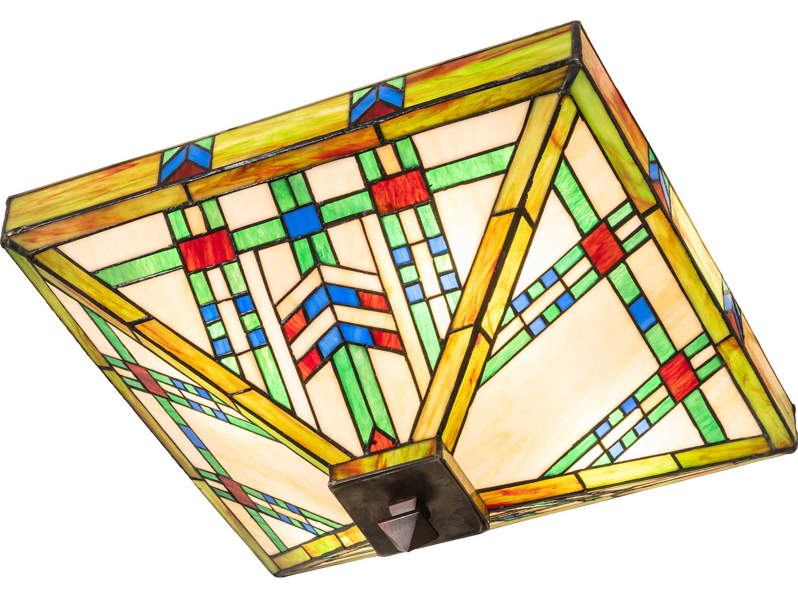 Meyda Prairie Wheat 4-Light Mahogany Bronze Glass Tiffany Empire Flush Mount