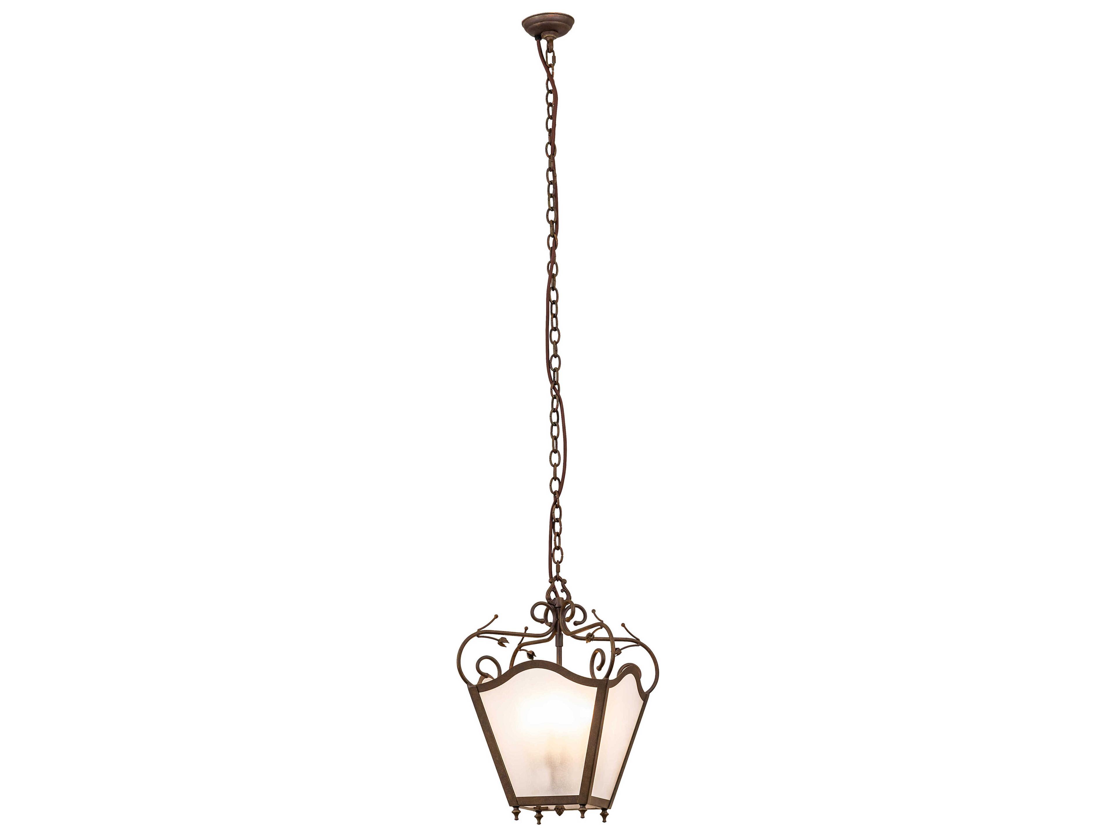 Meyda Terena 4-Light Organic Rust Bronze Glass Lantern Pendant