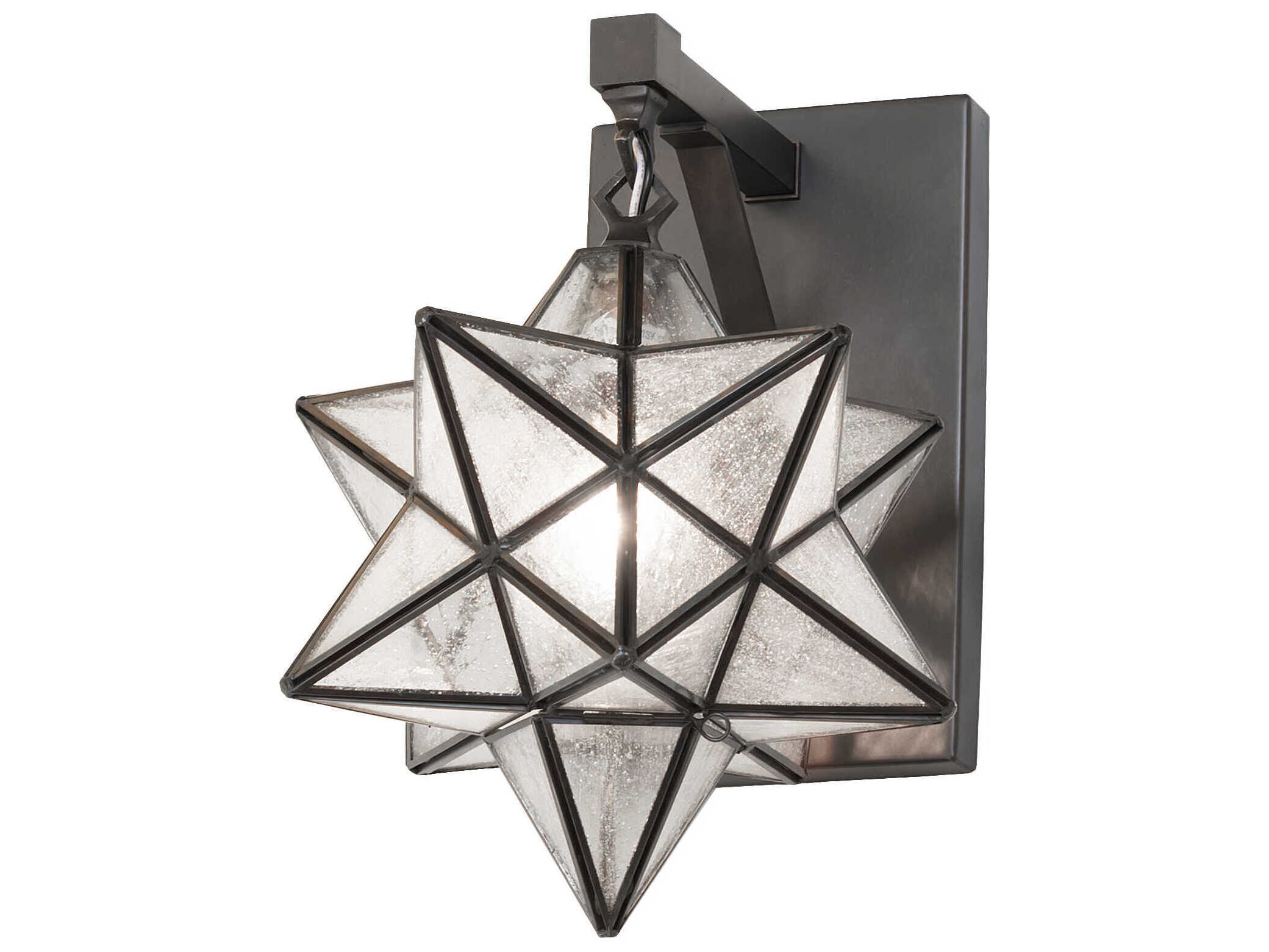 Meyda Moravian Star 1-Light Black Brass Glass Wall Sconce