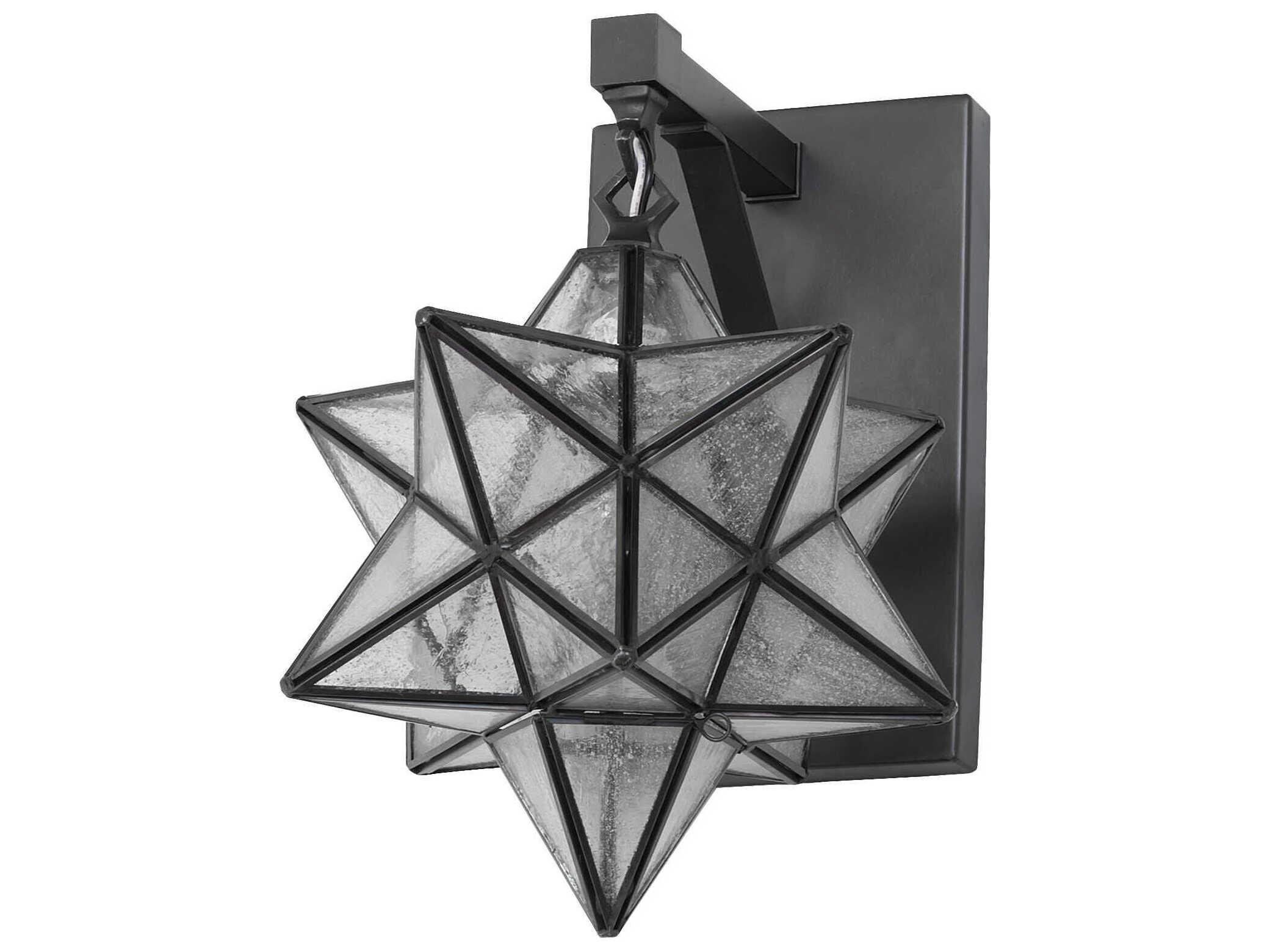 Meyda Moravian Star 1-Light Black Brass Glass Wall Sconce