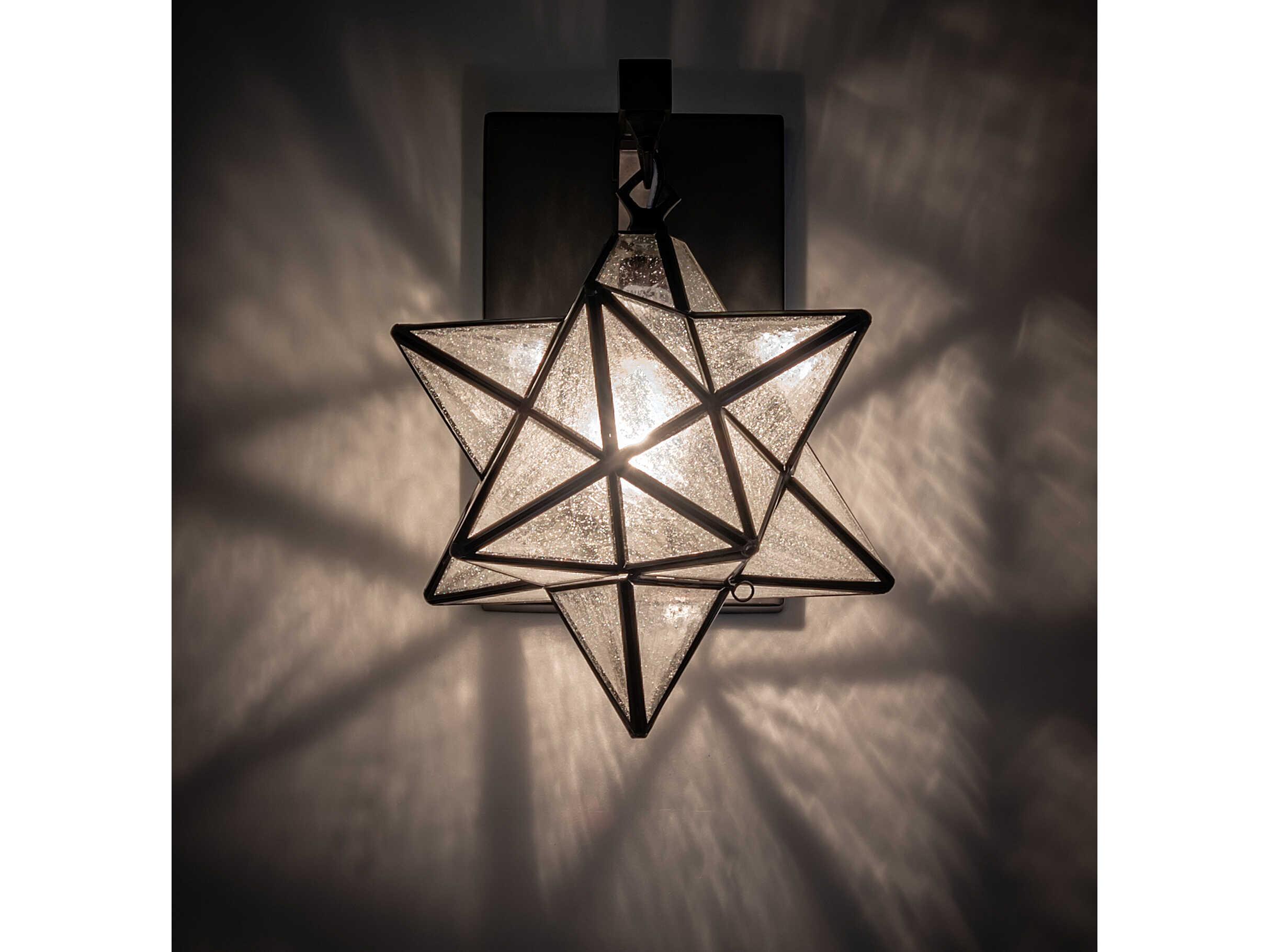 Meyda Moravian Star 1-Light Black Brass Glass Wall Sconce