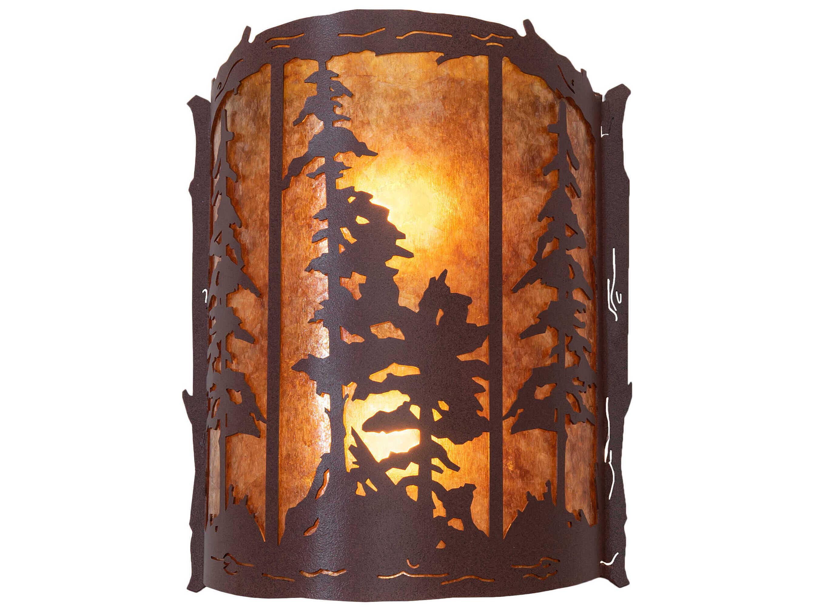 Meyda Pines 2-Light Rust Brown Glass Wall Sconce