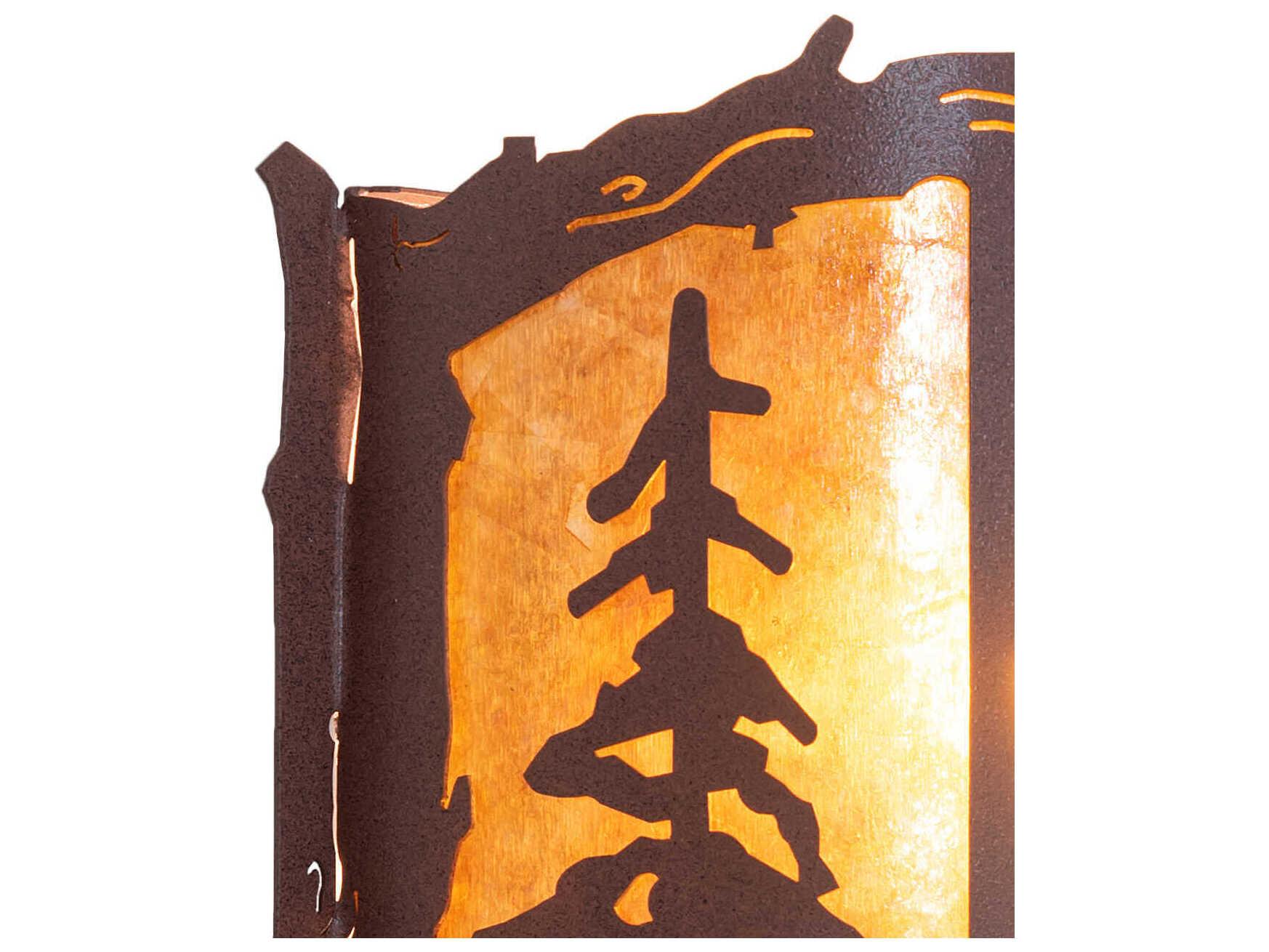 Meyda Pines 2-Light Rust Brown Glass Wall Sconce